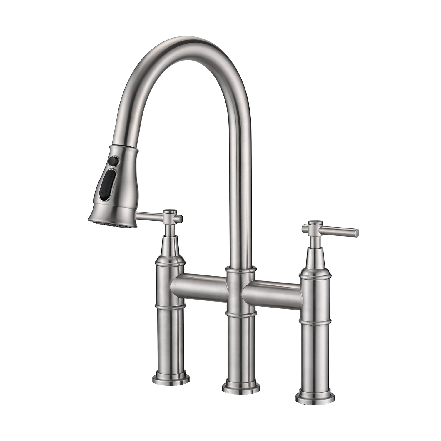 Double Handle Kitchen Faucet w/Pull-Down Sprayer