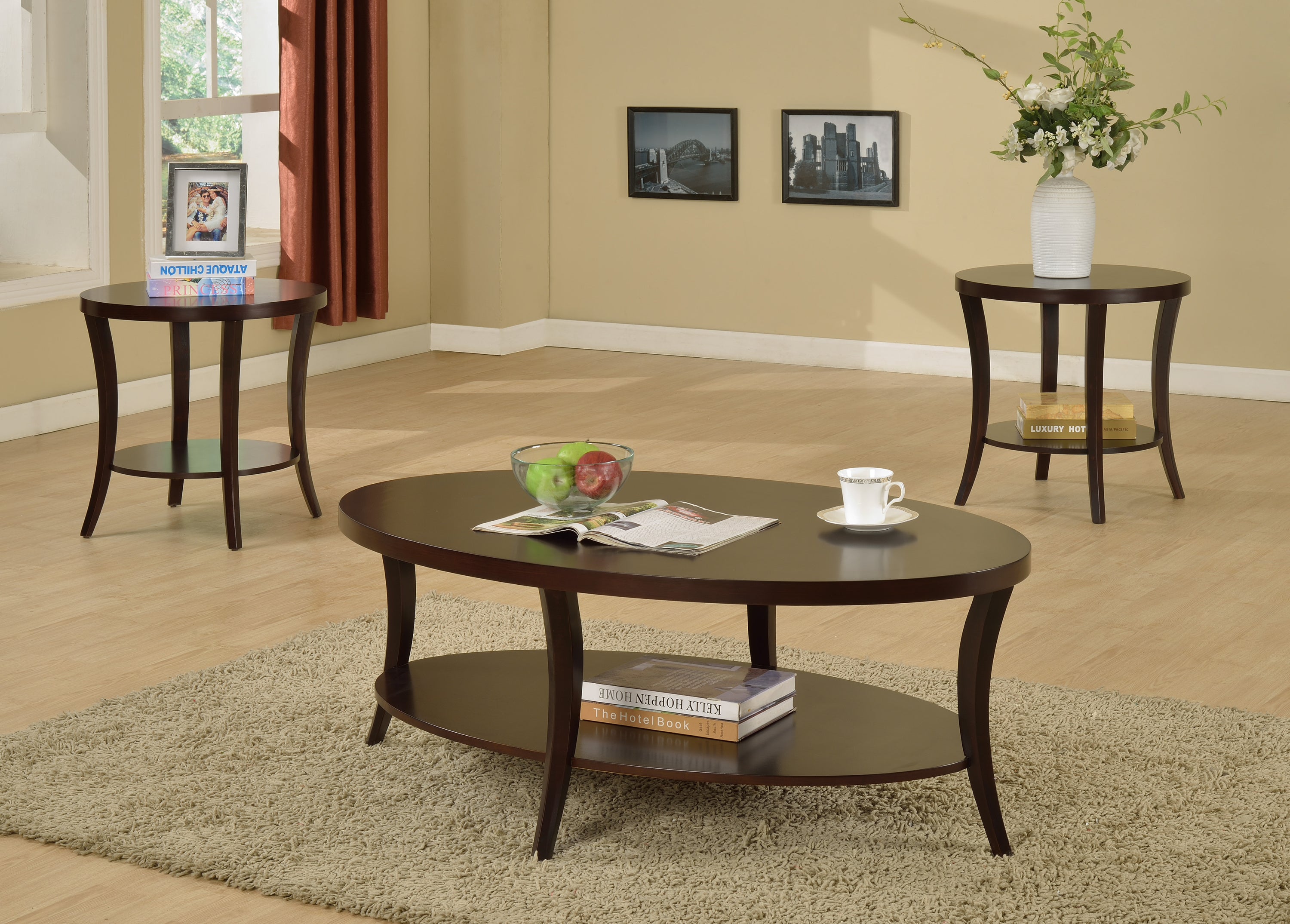 Perth Espresso Oval Coffee Table Set