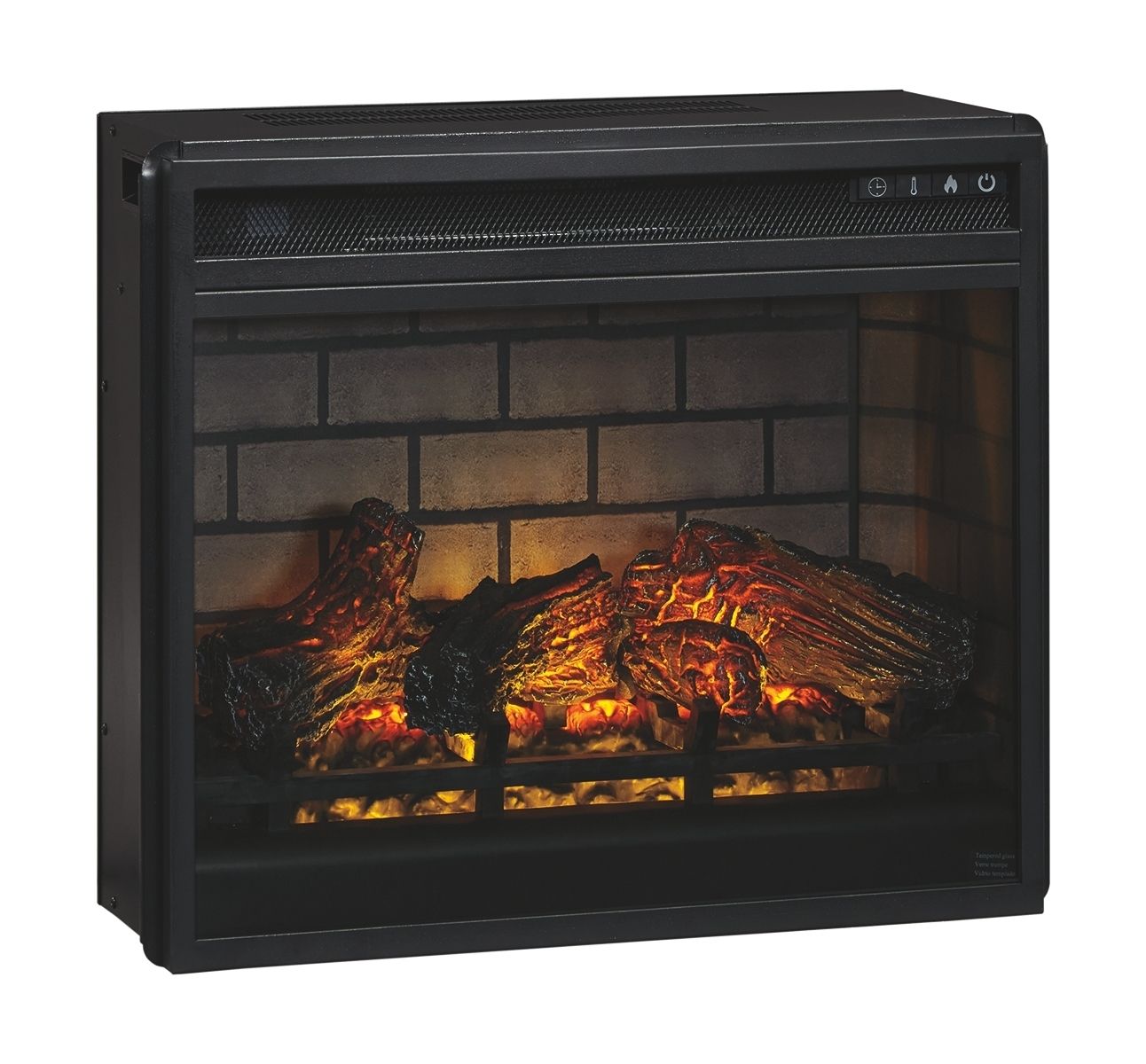 Willowton - 2 Pc. - 64" TV Stand with Faux Firebrick Fireplace Insert - Whitewash
