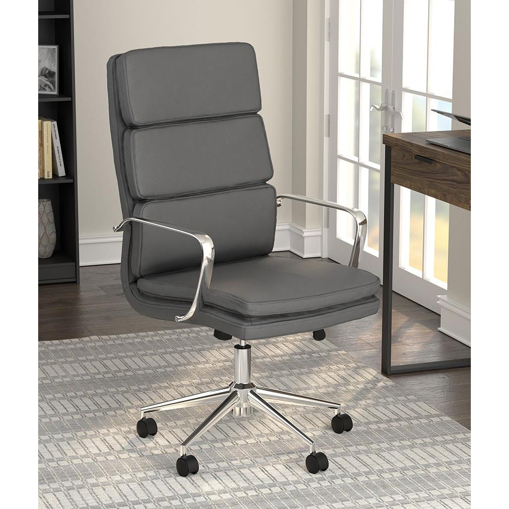 Grey & Chrome Office Chair | Casters | Ergonomic Seating