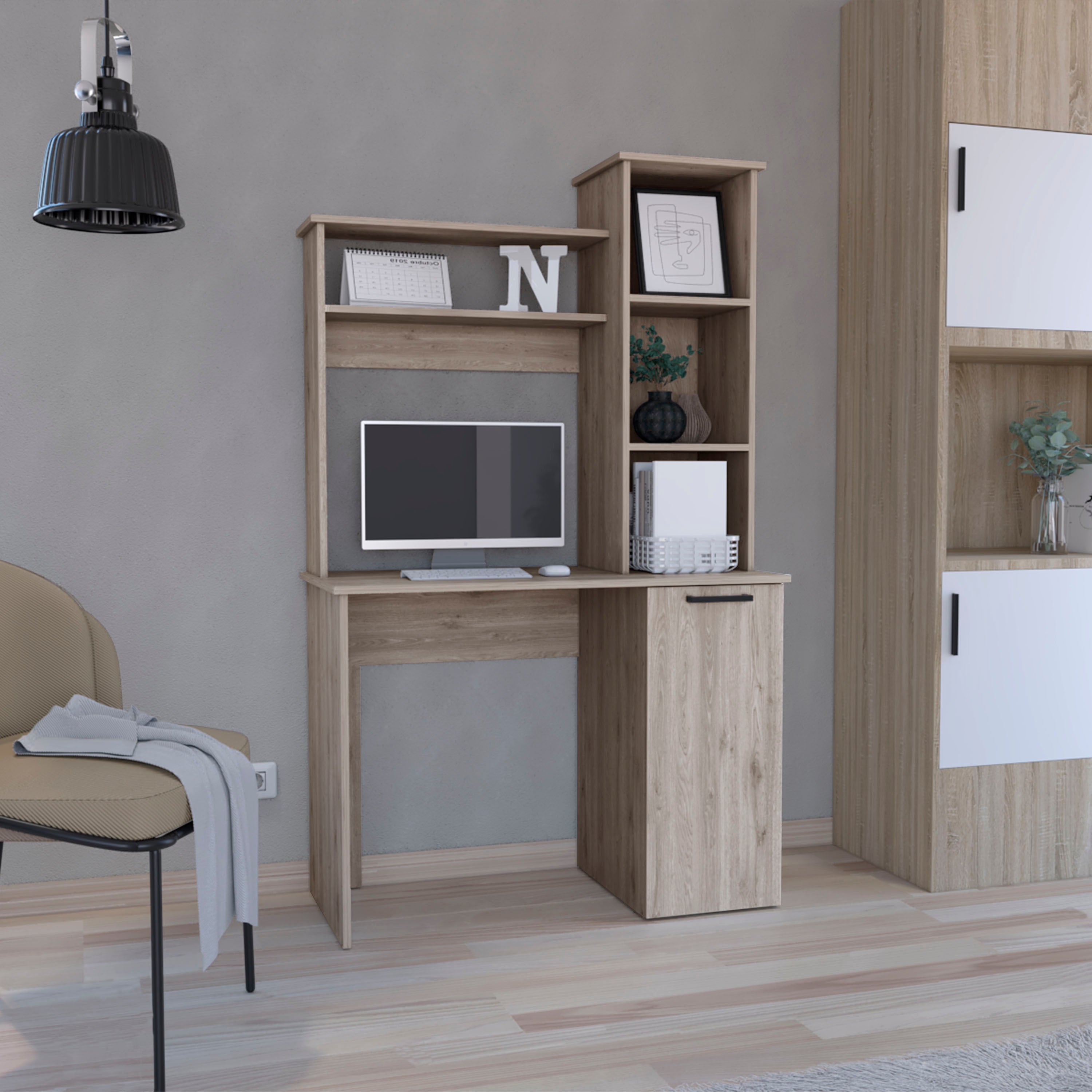 Carson Computer Desk w/ Hutch & Storage - White