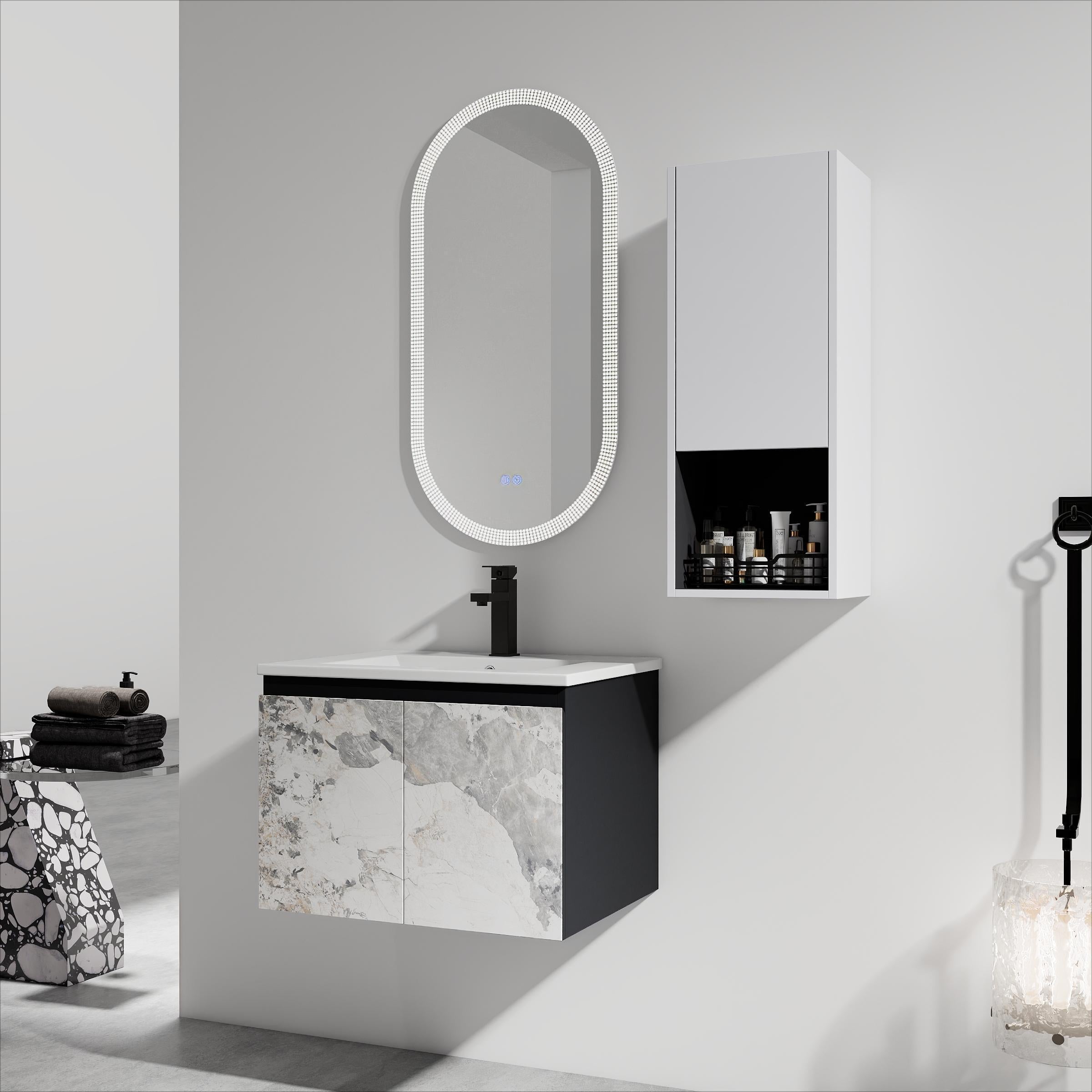 24" Wall-Mounted Bathroom Vanity with Sink