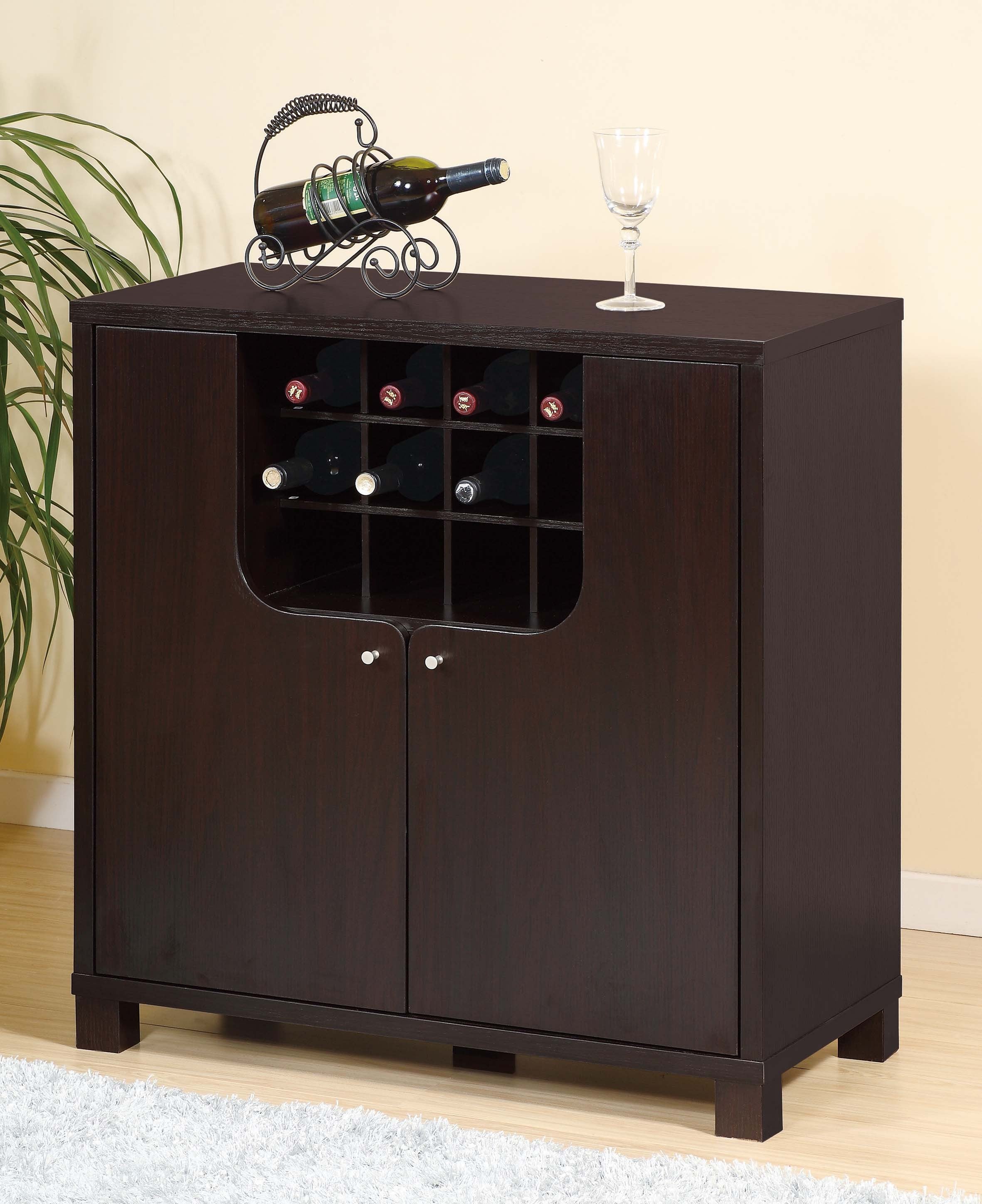 Red Cocoa Wine Cabinet: 2 Doors, 4 Shelves