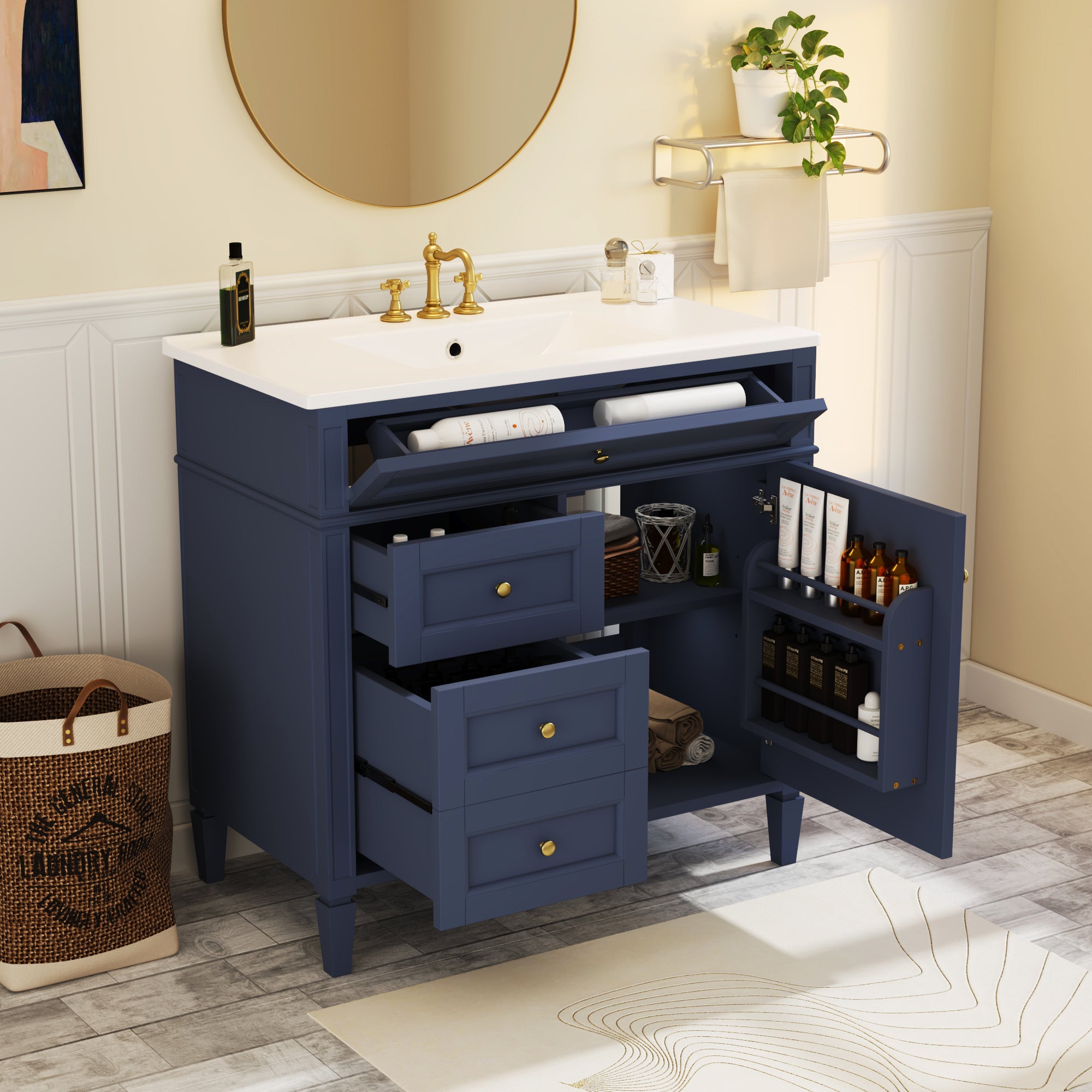 36" Modern Bathroom Vanity with Sink & Drawers