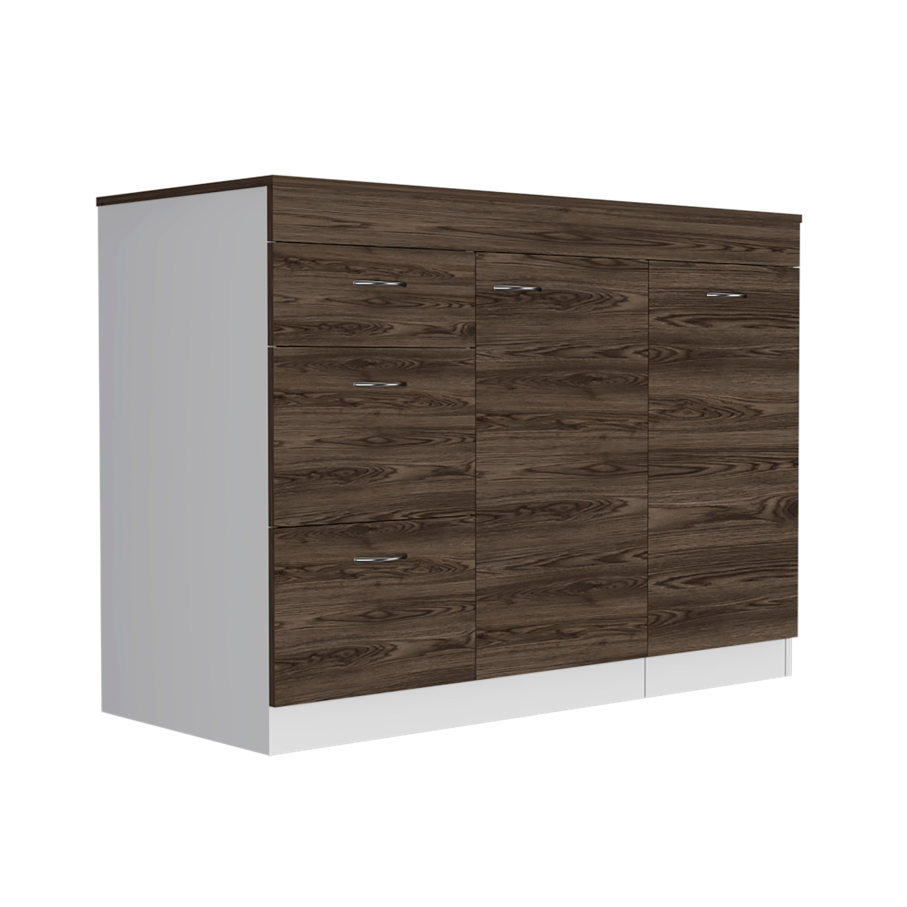 Kitchen Island, White & Dark Walnut | Metask Kitchen
