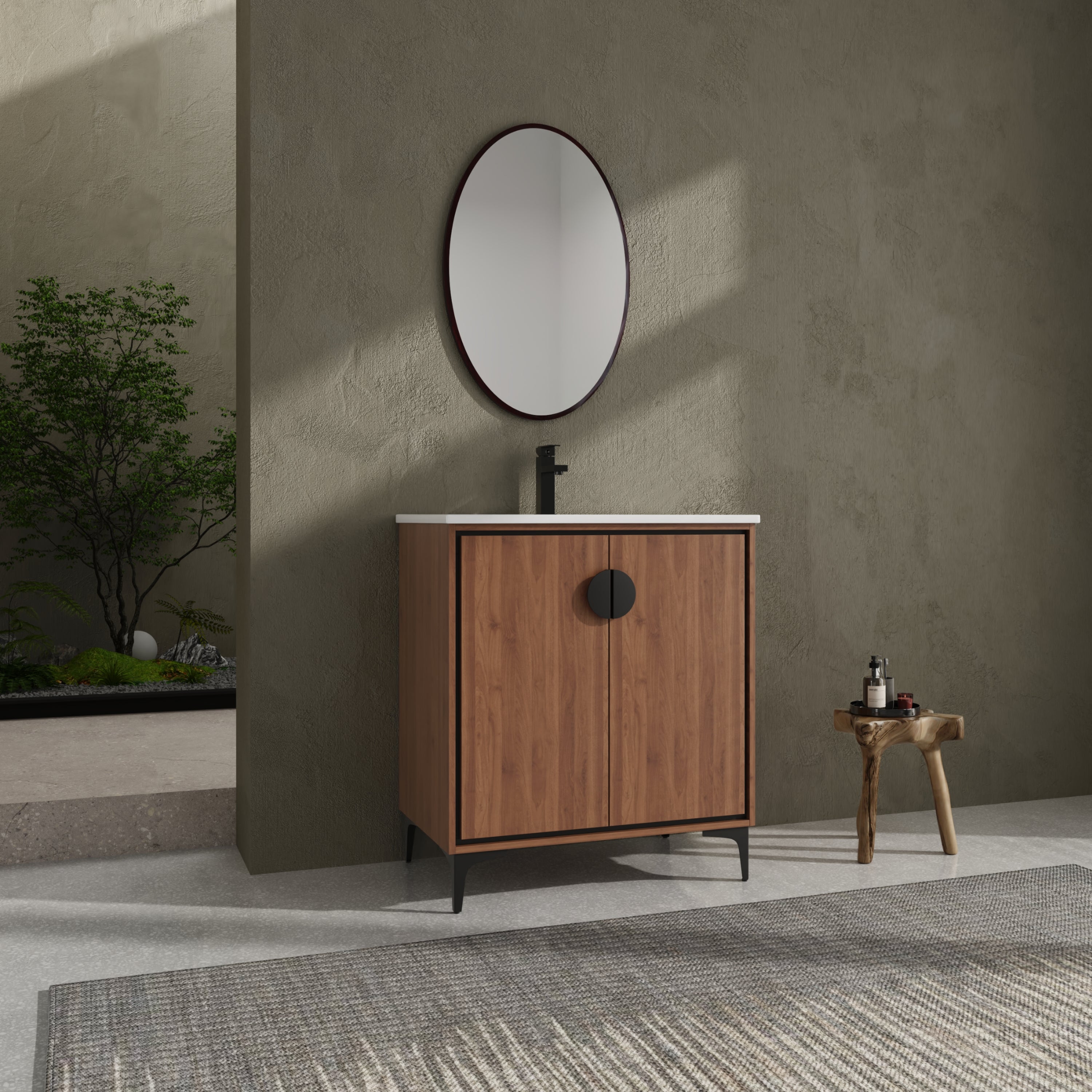 30" Bathroom Vanity with Sink: 2-Door Cabinet