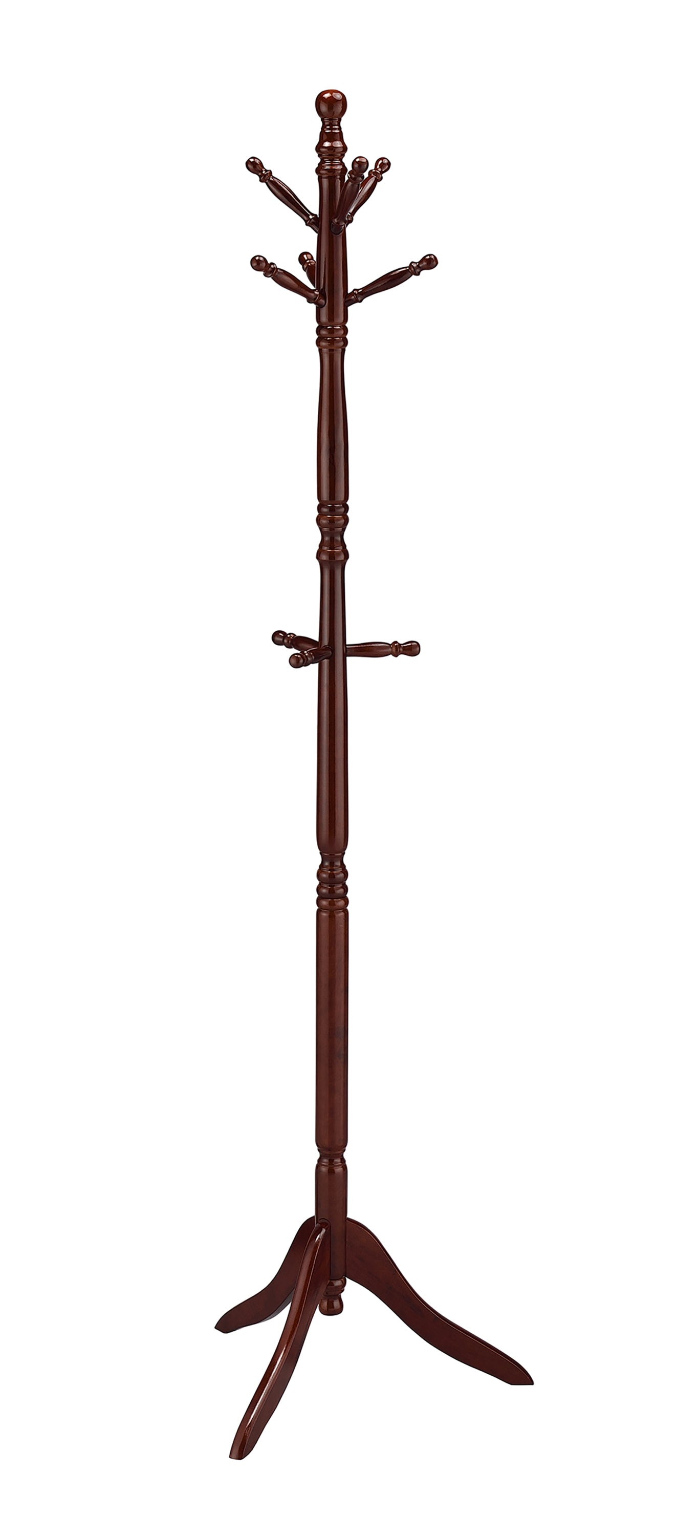 71.5" Wooden Swivel Coat Rack, Cherry Finish