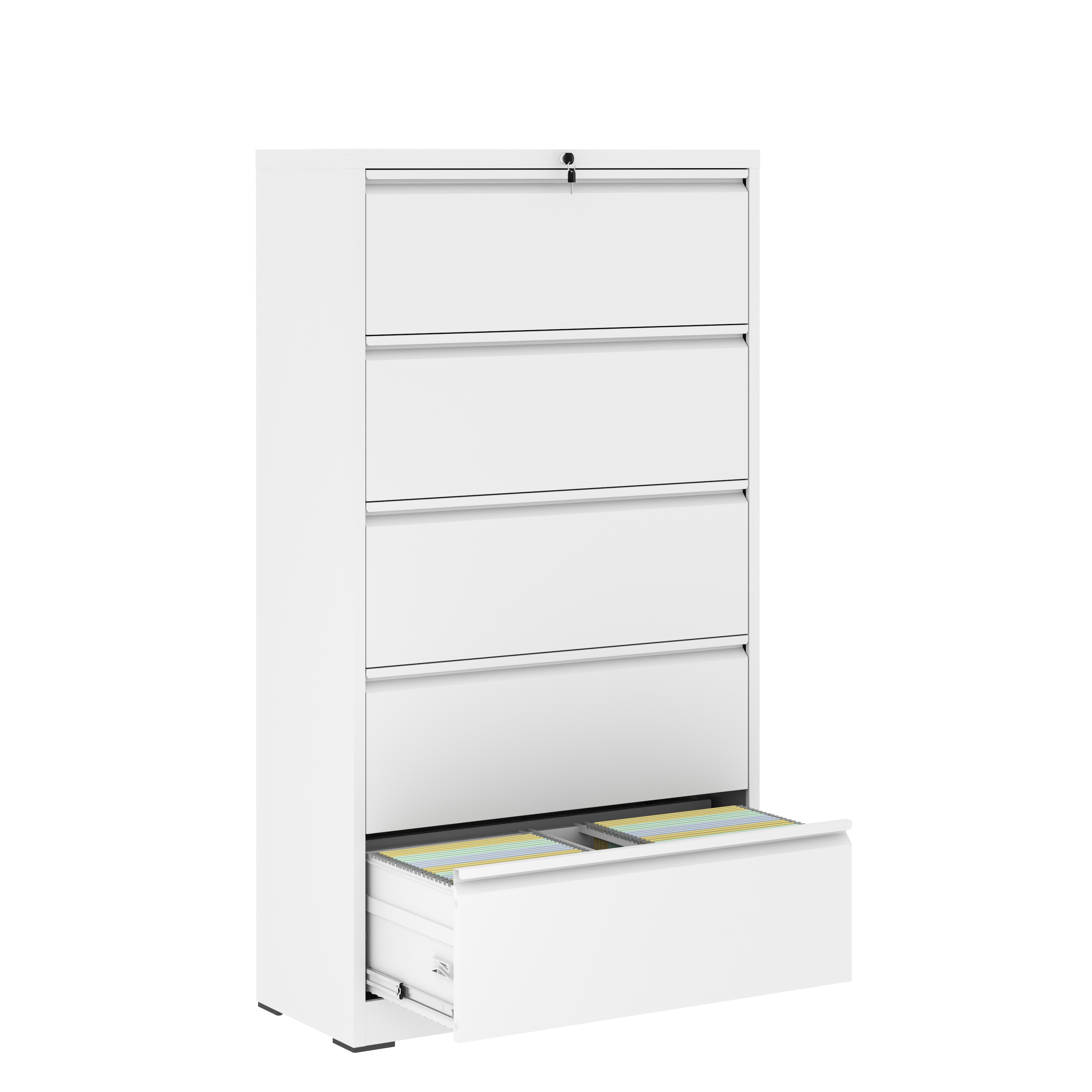 White Metal File Cabinet with Lock (5 Drawers)