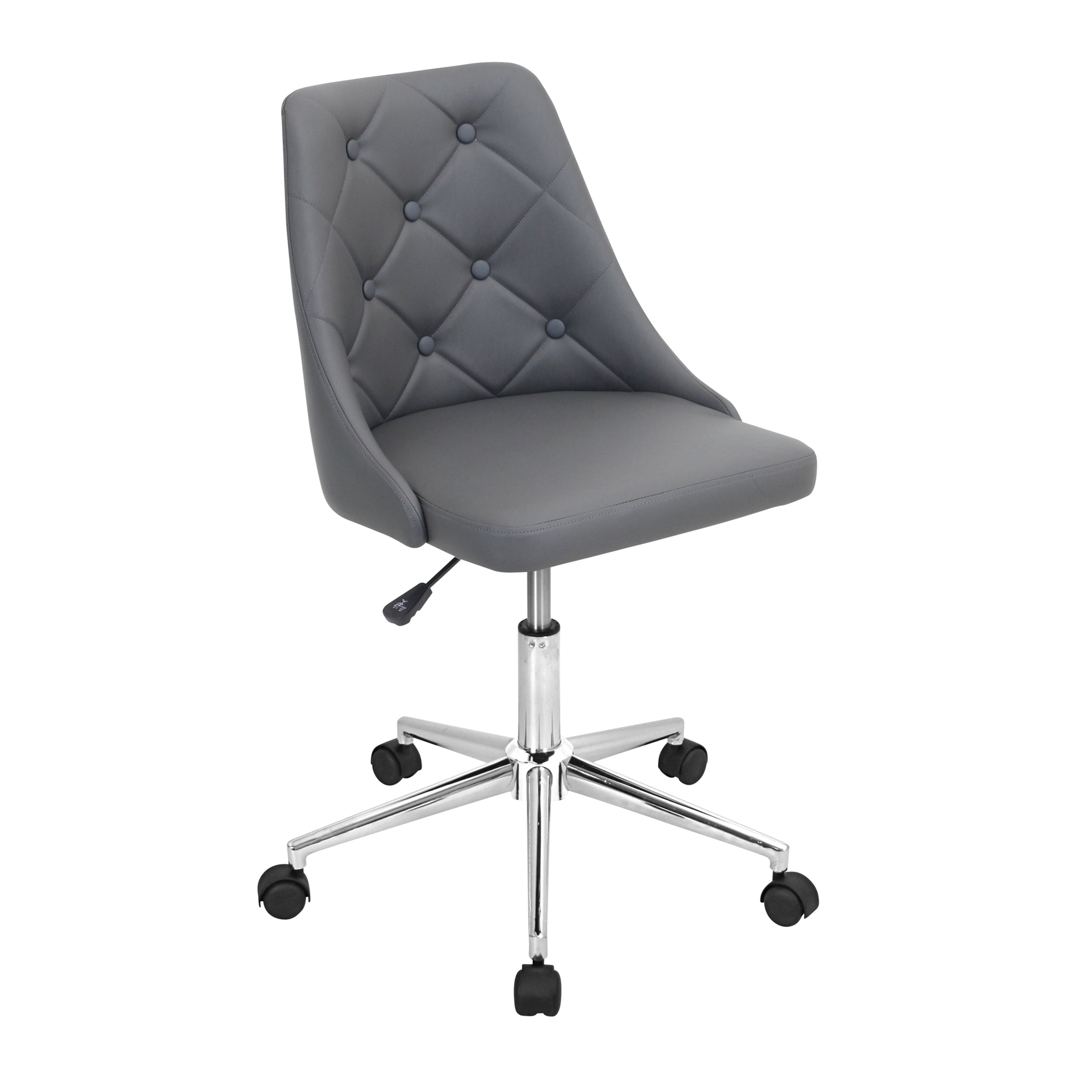 Grey Faux Leather Adjustable Swivel Office Chair