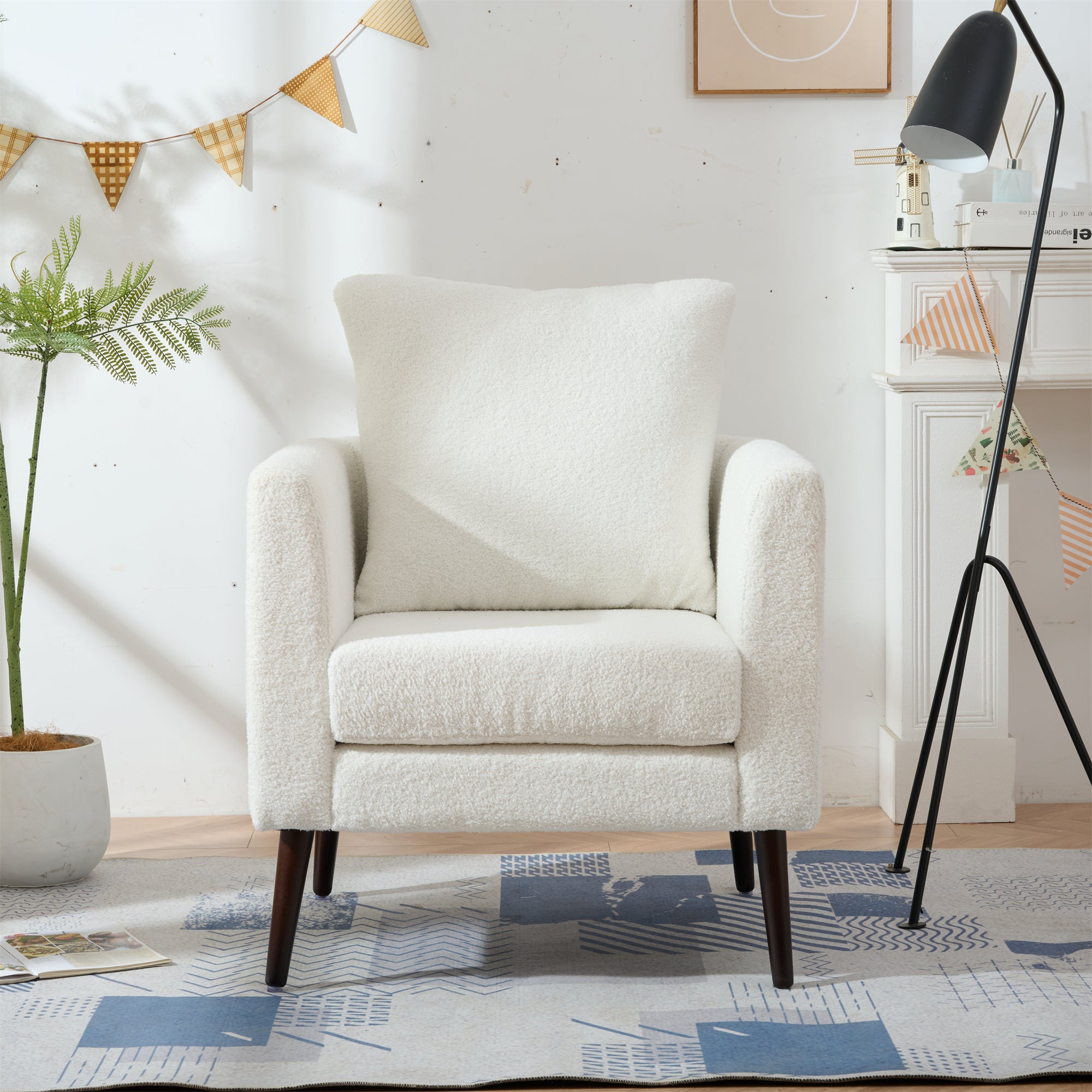 Modern White Accent Chair: Mid-Century Comfort