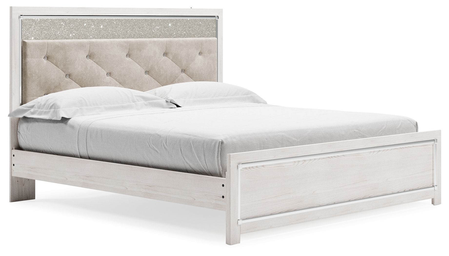 Altyra - King Panel Bed With Upholstered Headboard - White
