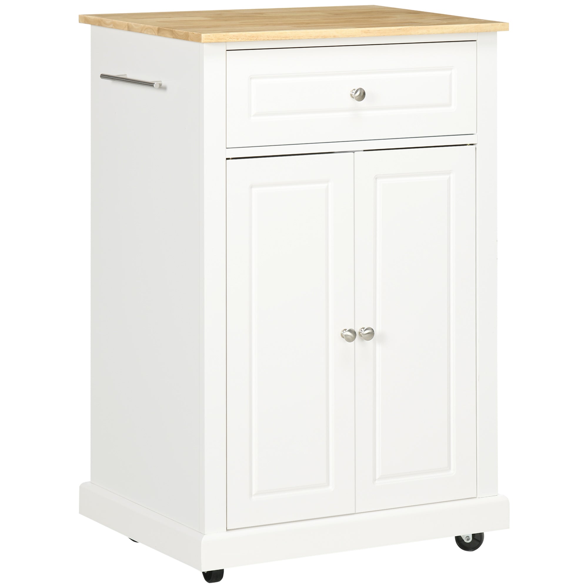 Rolling Kitchen Island Cart w/ Drawer & Shelves - Cream White