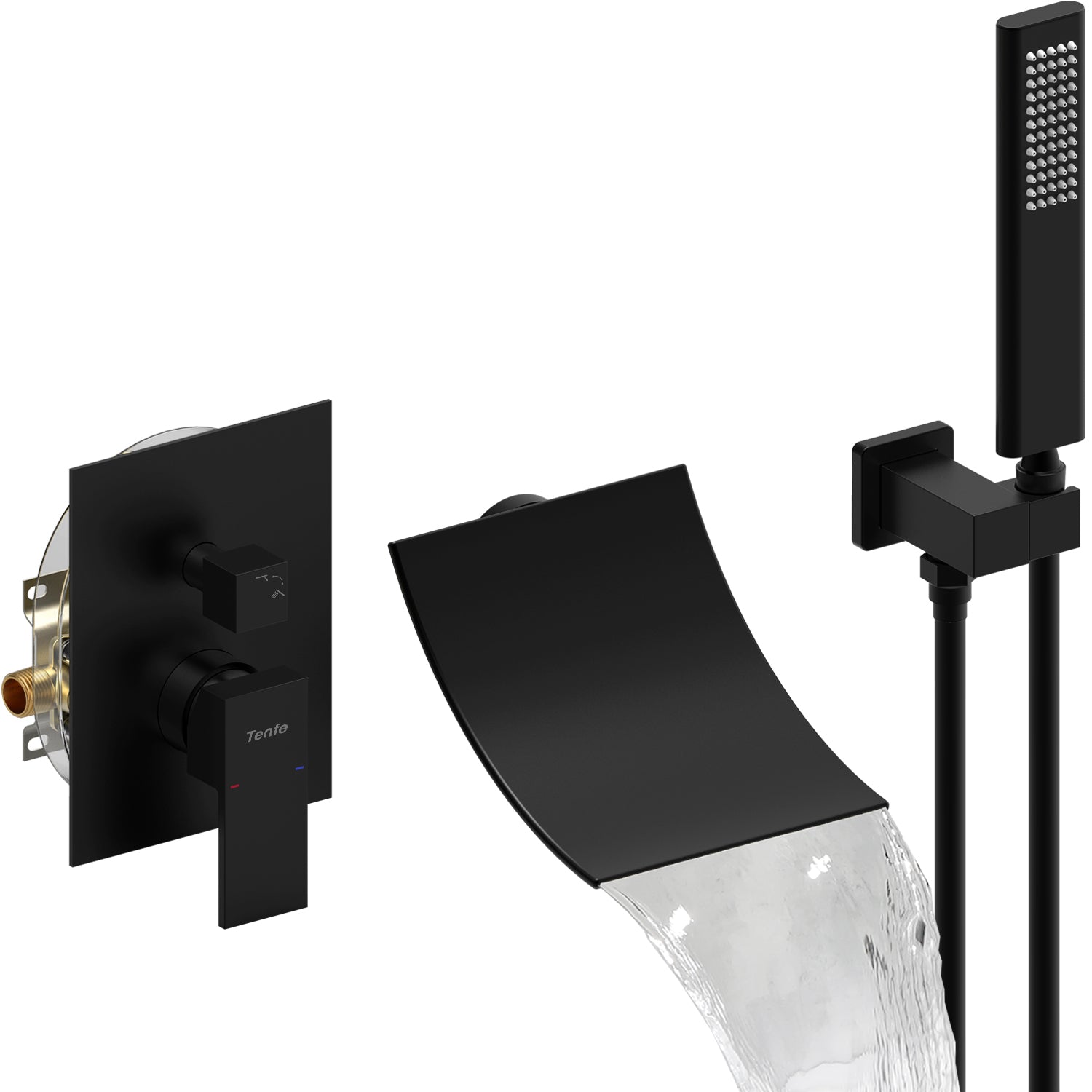 Matte Black Waterfall Shower Faucet System
