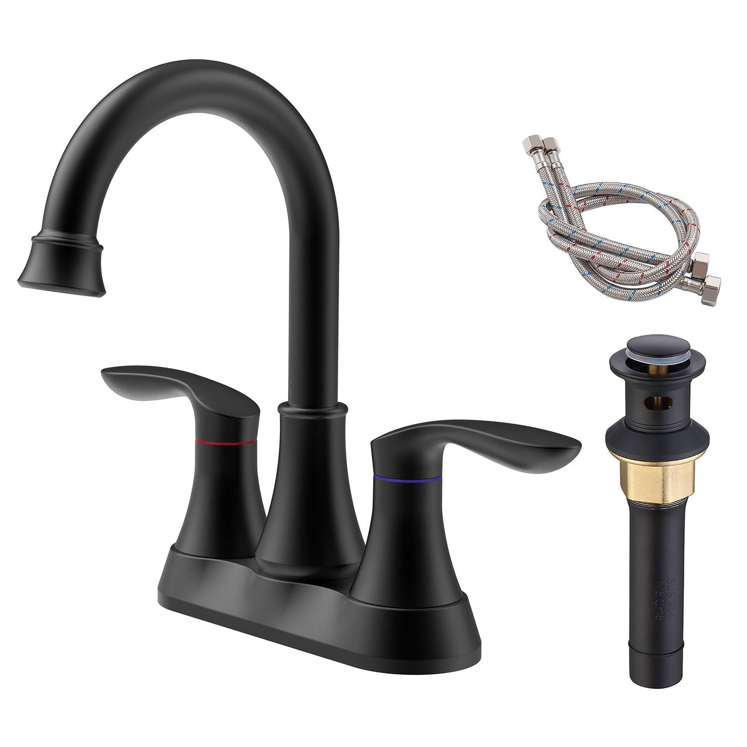 Matte Black Bathroom Faucet: 2-Handle High Arc