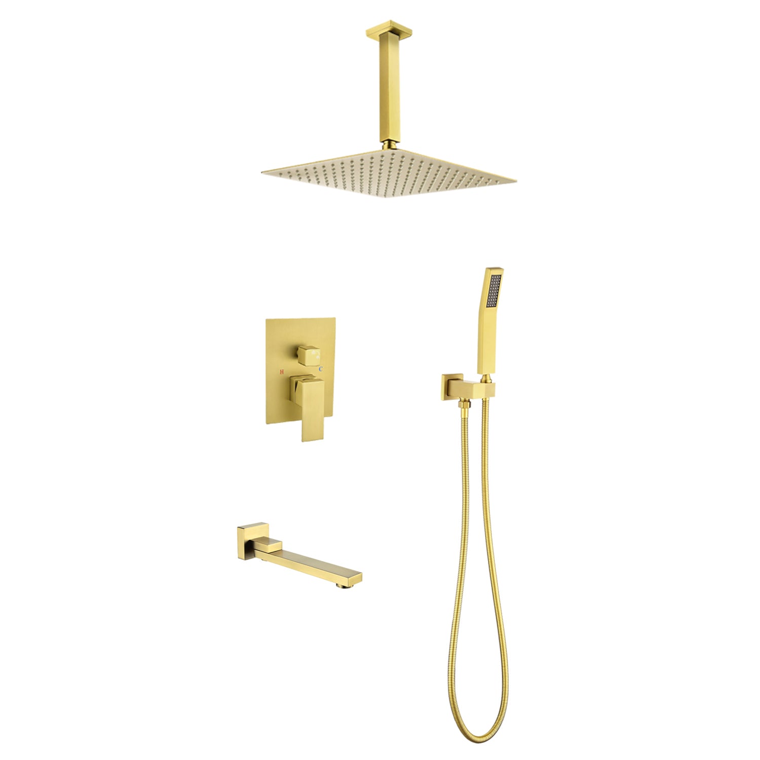 Luxury Shower System: 16" Head, Handheld & Spout