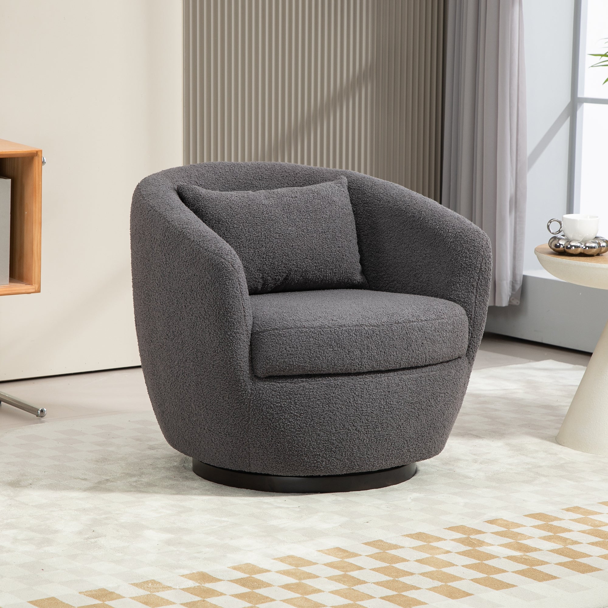 Grey Barrel Chair with Storage: Modern & Cozy