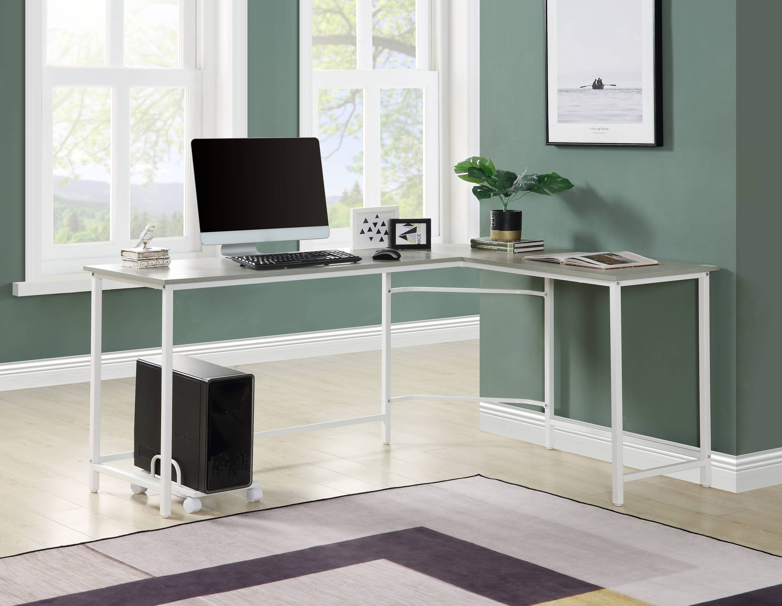 Bambina Gray & White Computer Desk
