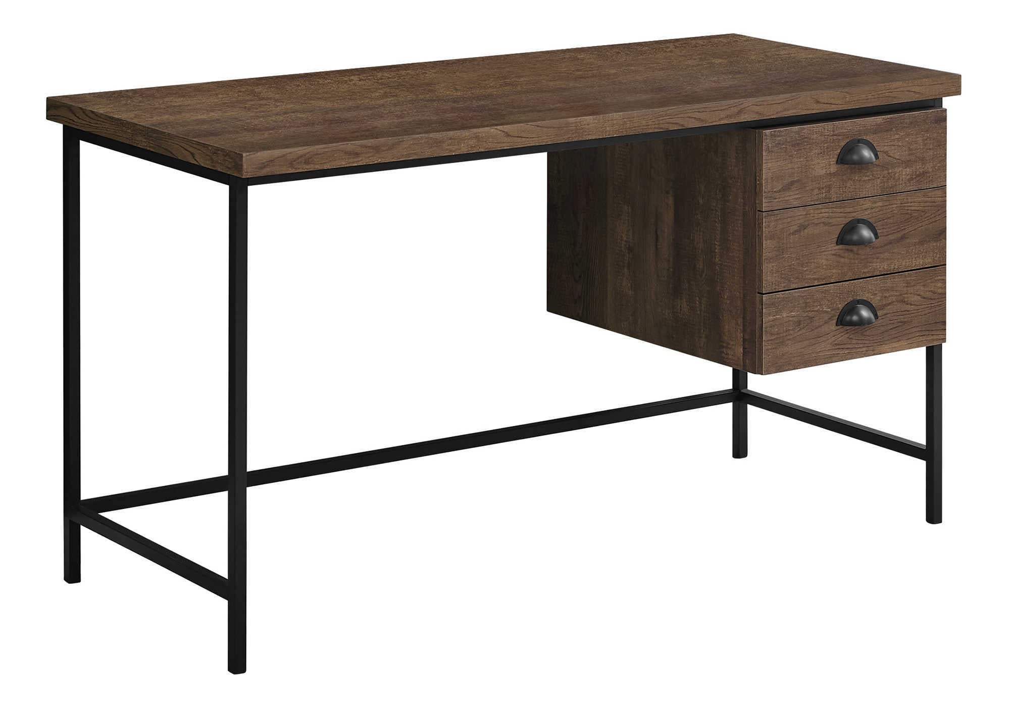55" Modern Computer Desk w/ Drawers - Brown & Black
