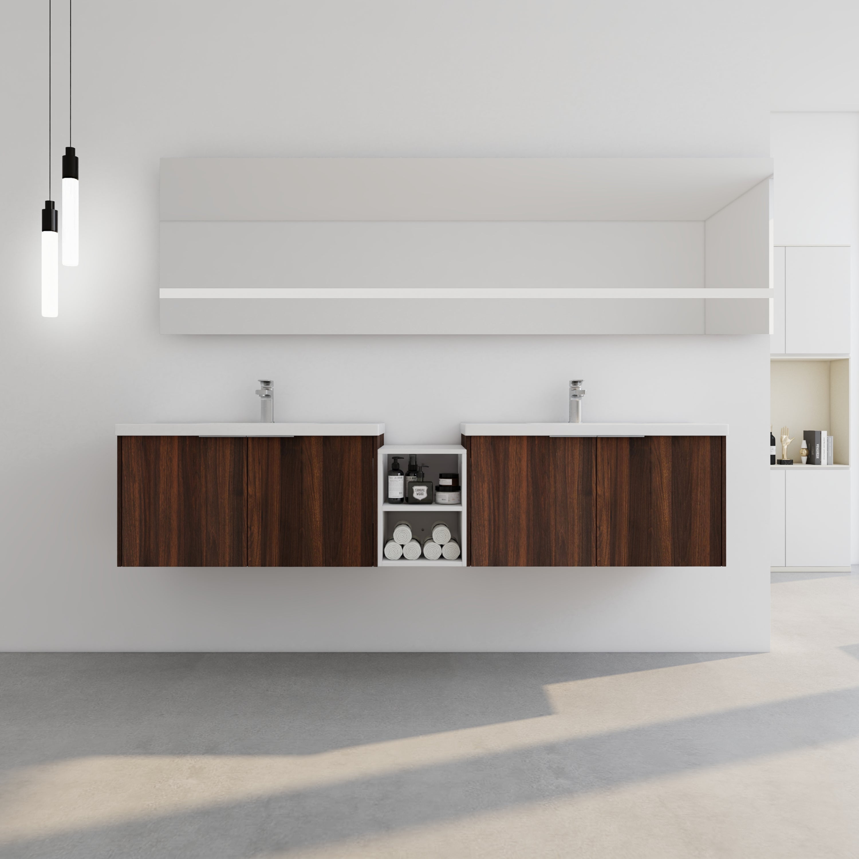 84" Soft Close Bathroom Vanity with Sink & Shelves