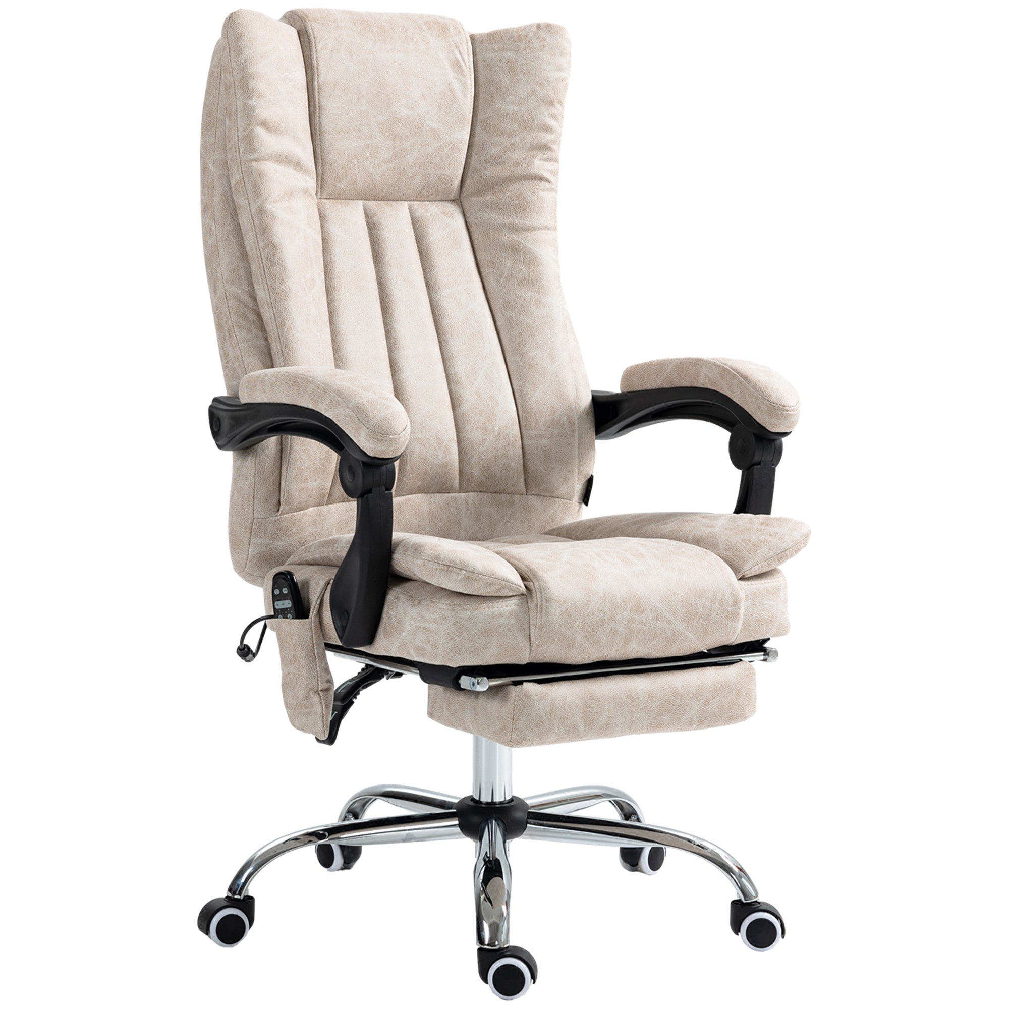 Massage Office Chair, High Back w/ Footrest - Cream White