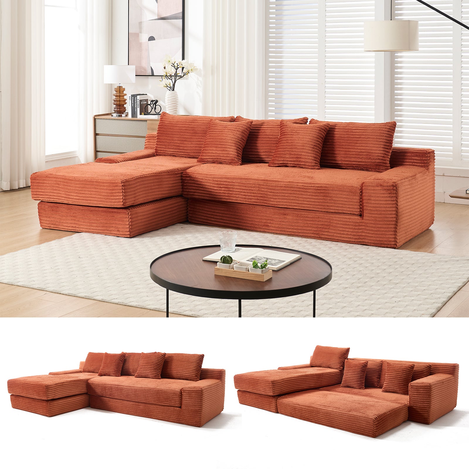 L-Shaped Sectional Sofa: Memory Foam, Steel Frame
