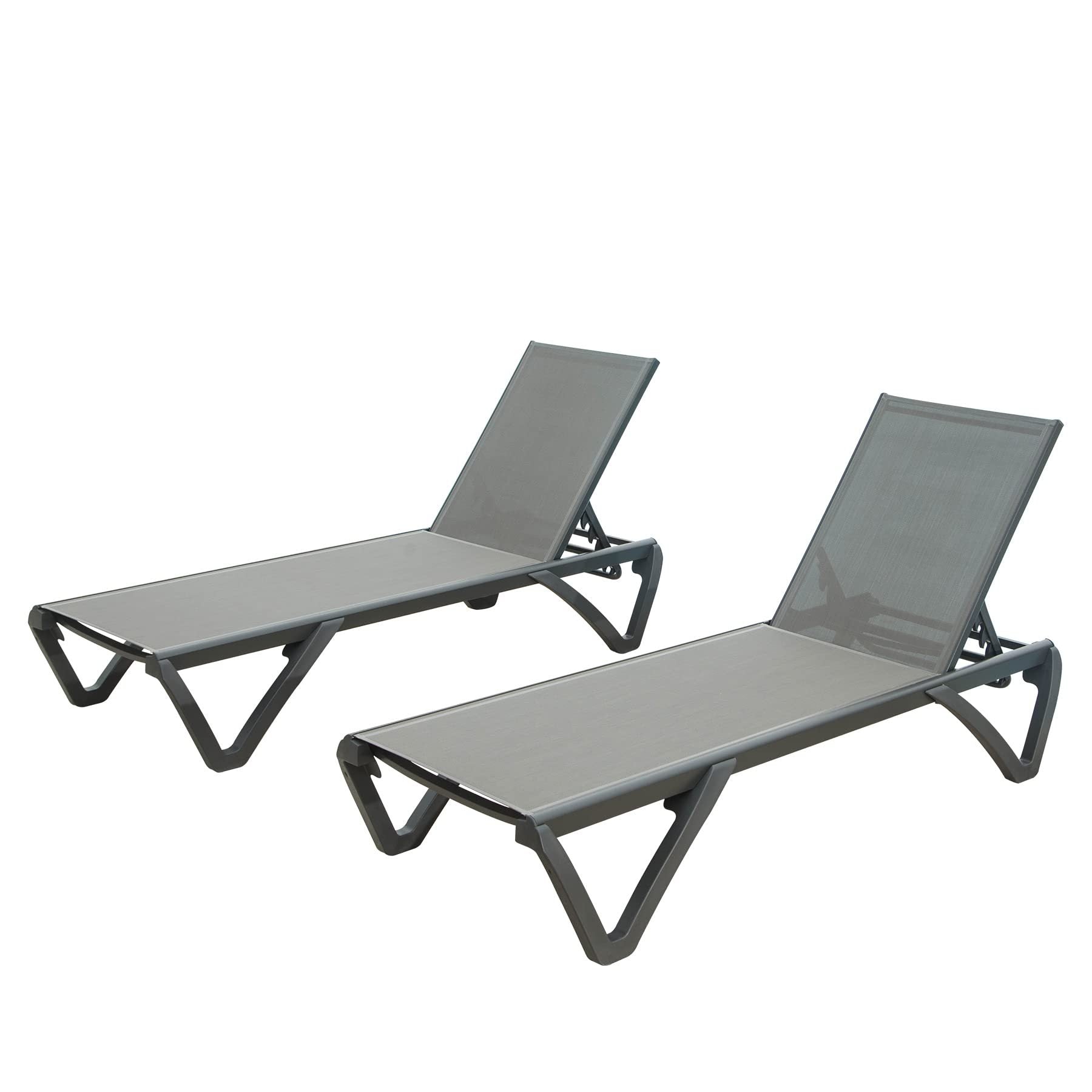 Aluminum Patio Chaise Lounges with Adjustable Backrest