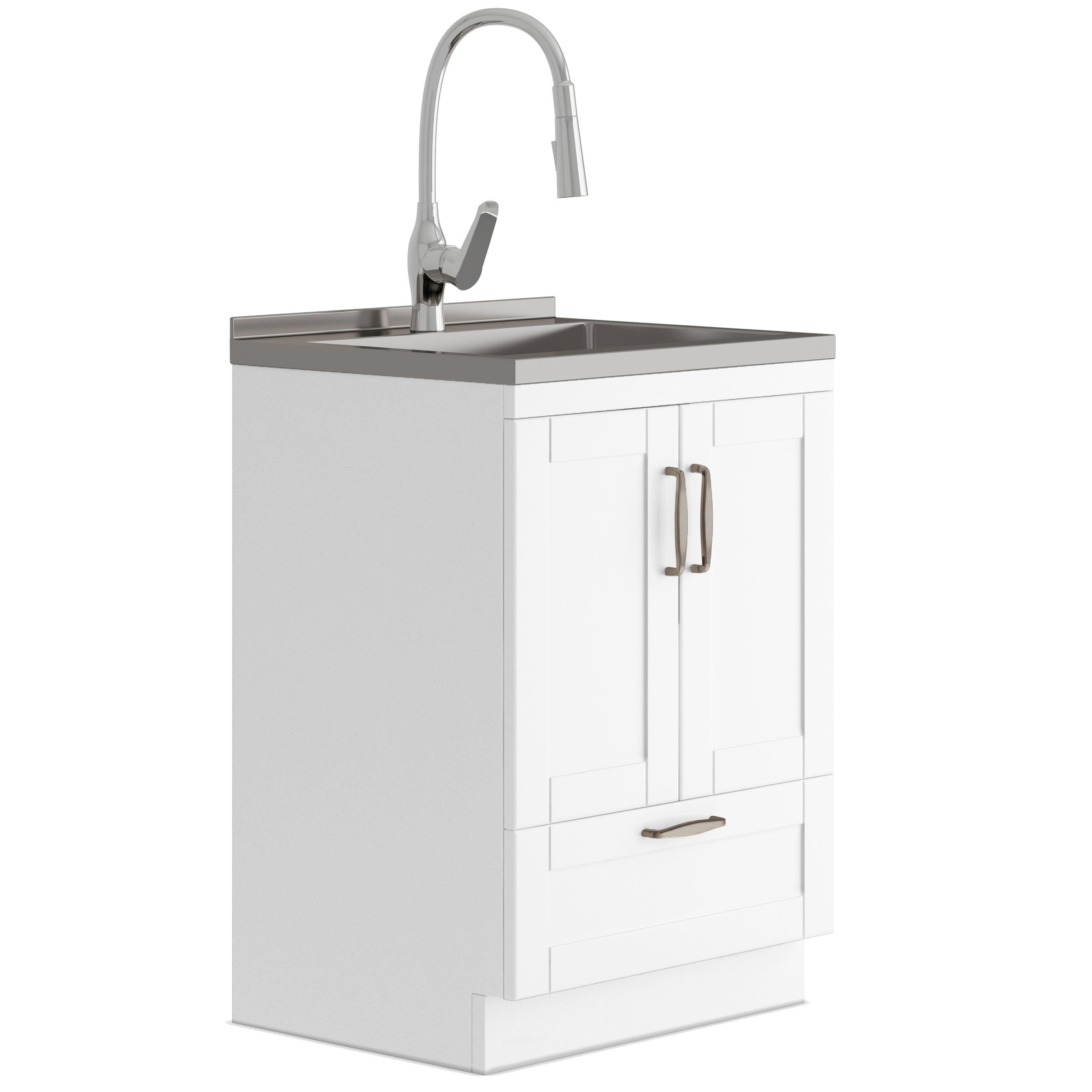 Reed 24" Laundry Cabinet: White, Pull-Out Faucet