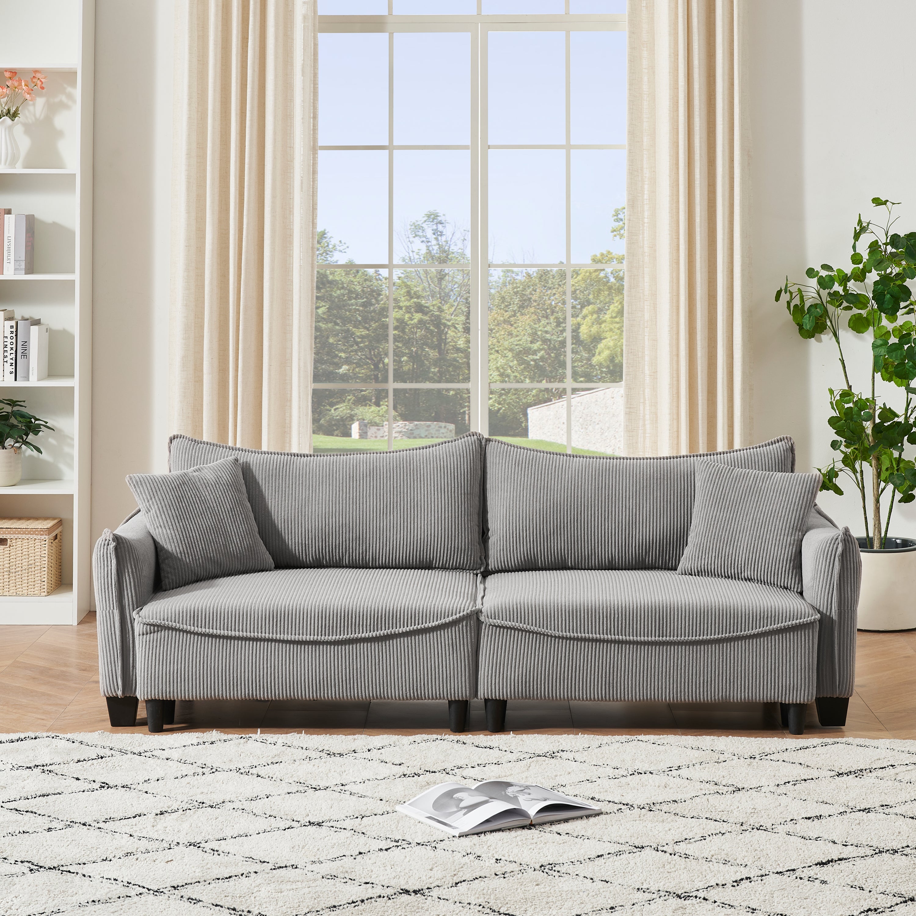 Grey Corduroy Sofa Bed: Versatile & Cozy