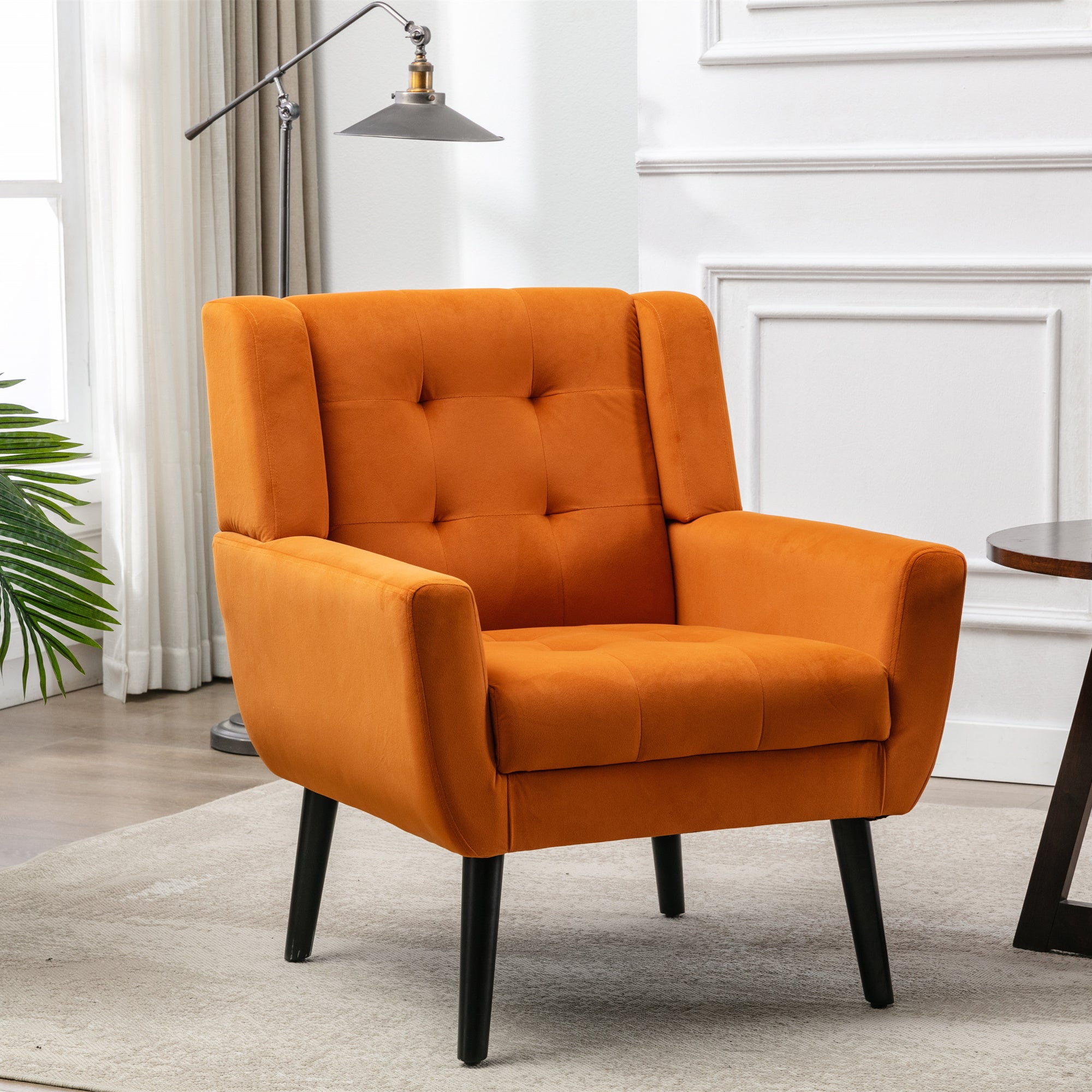 Velvet Accent Chair: Modern, Ergonomic, Black Legs