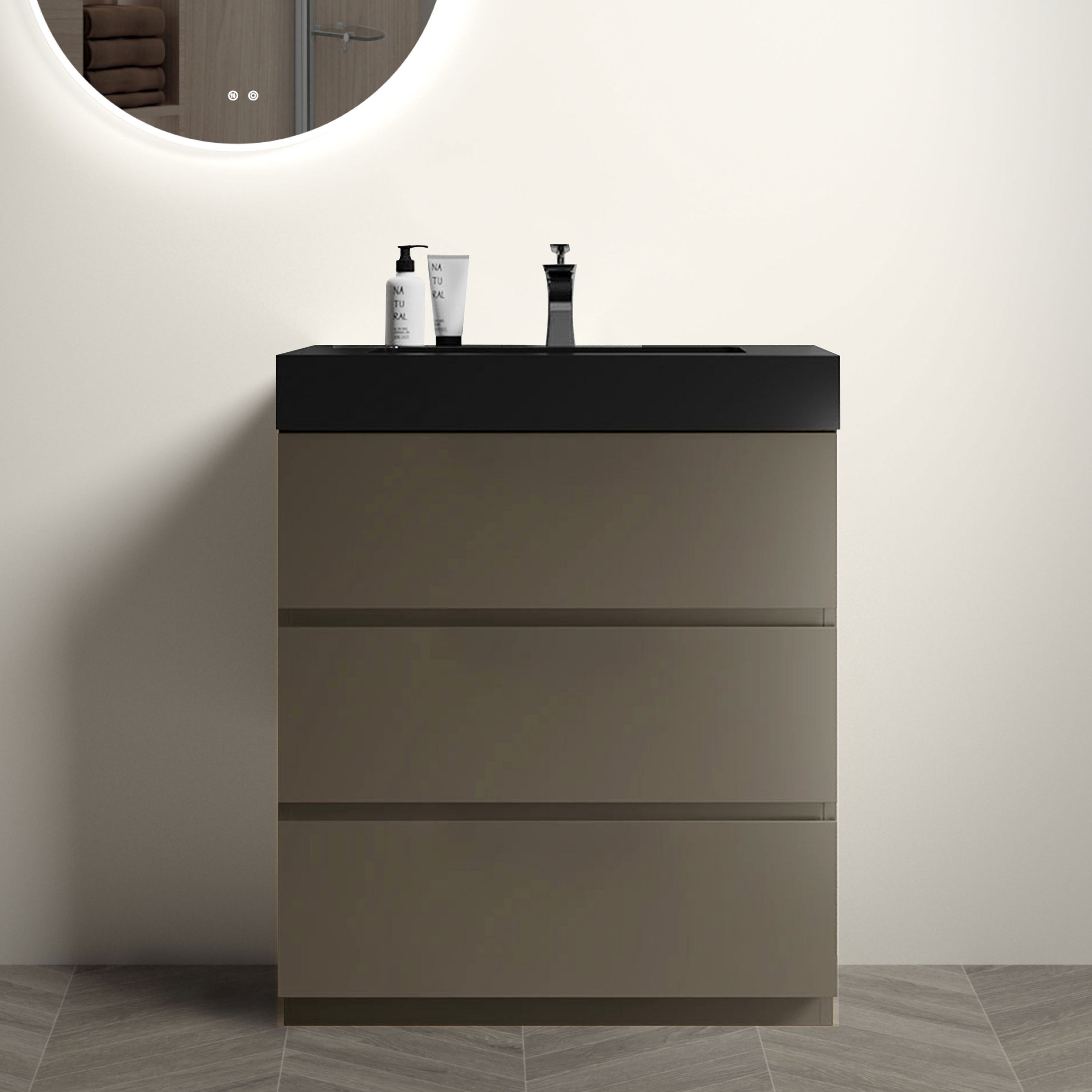 Alice 30" Gray Bathroom Vanity: Large Storage