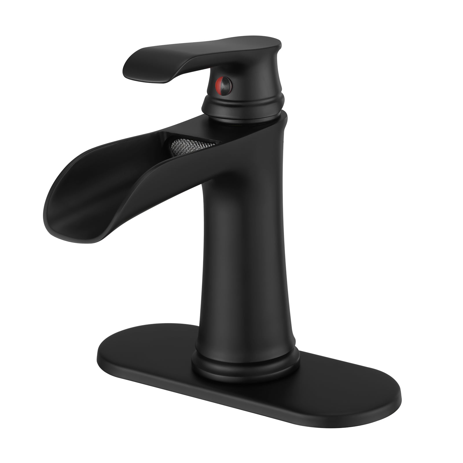 Black Waterfall Bathroom Sink Faucet with Pop-Up Drain