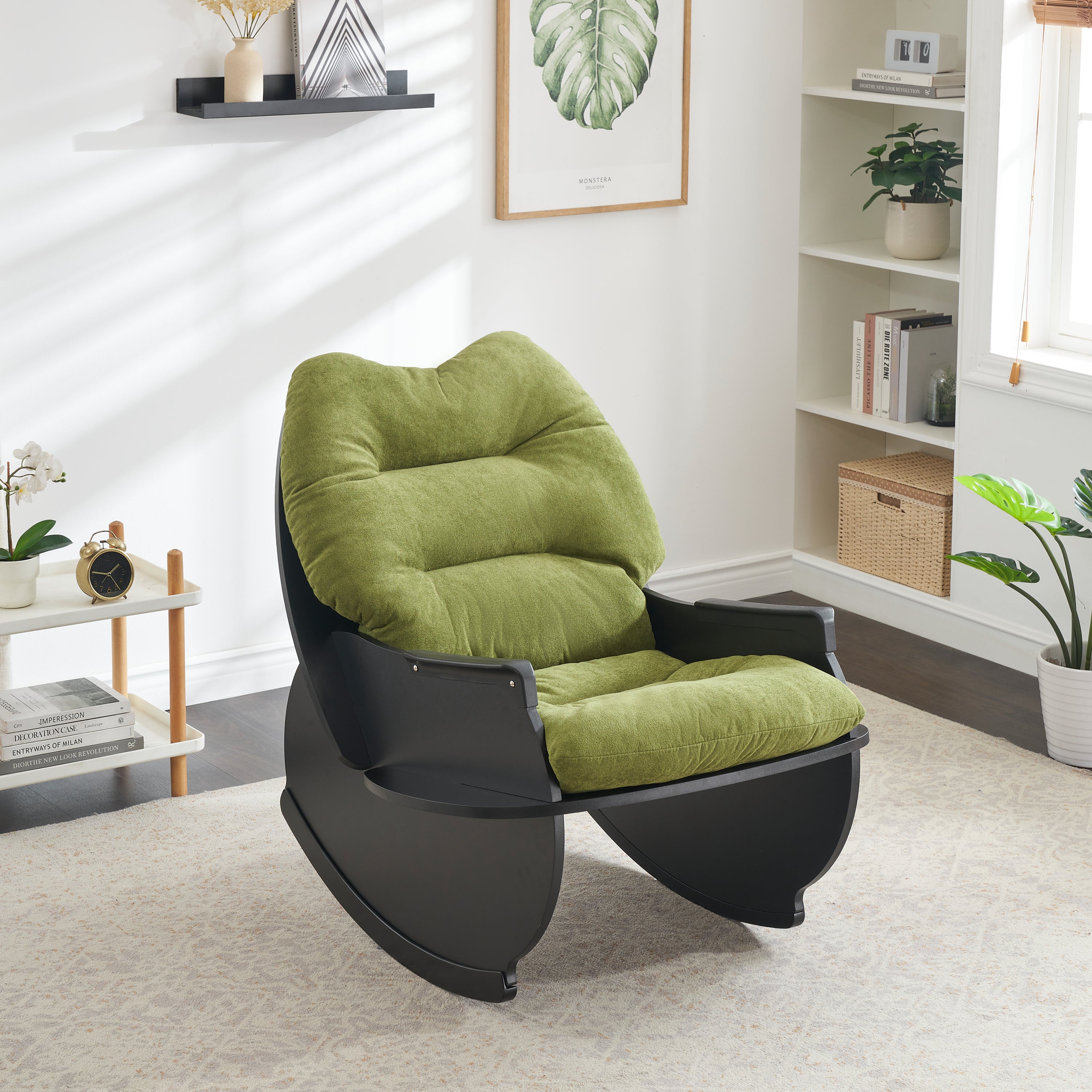 Green Rocking Chair: 30.31" Comfort Seat for Adults & Kids