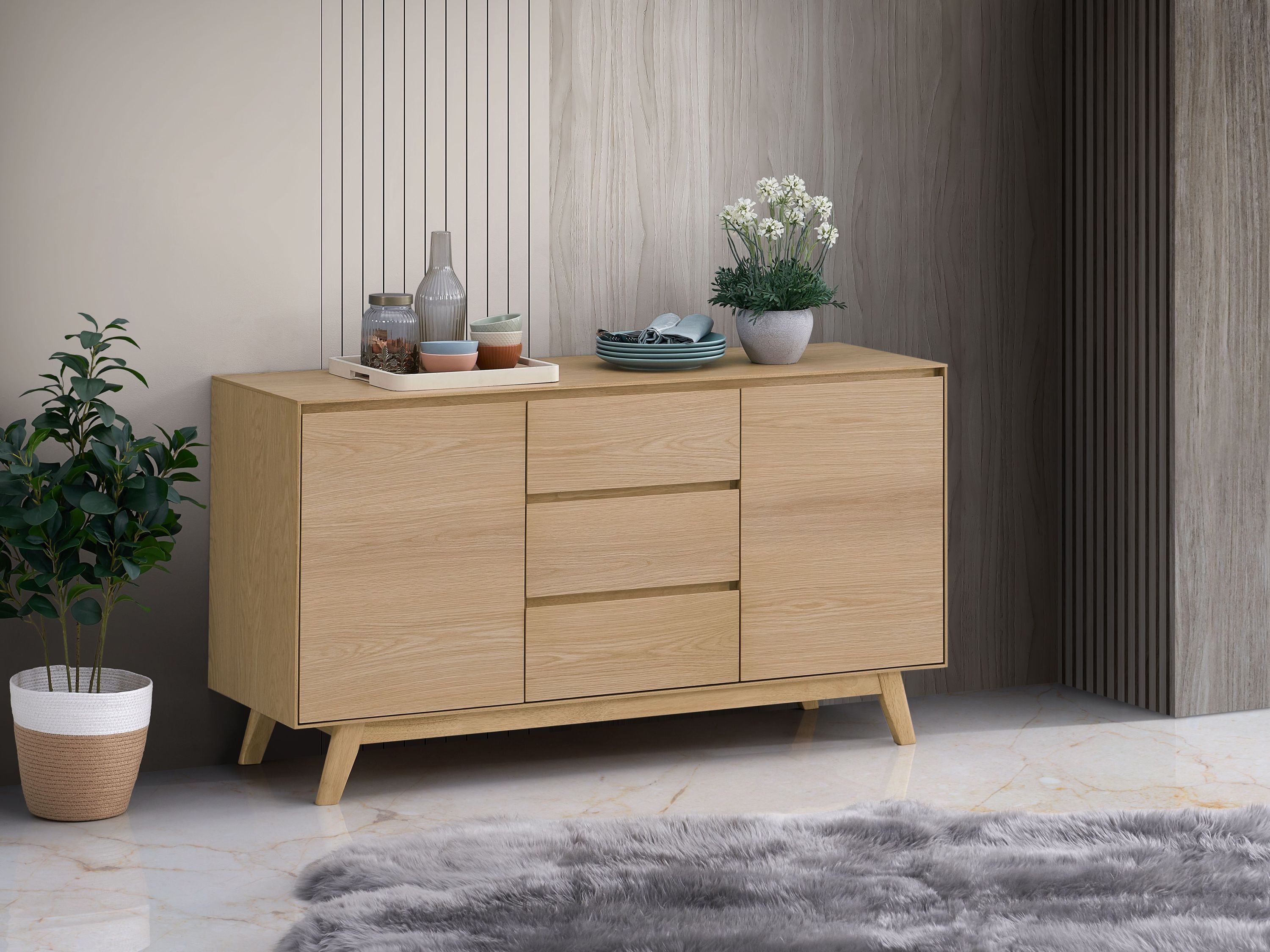 Kasem Oak Finish Patio Server | Outdoor Furniture