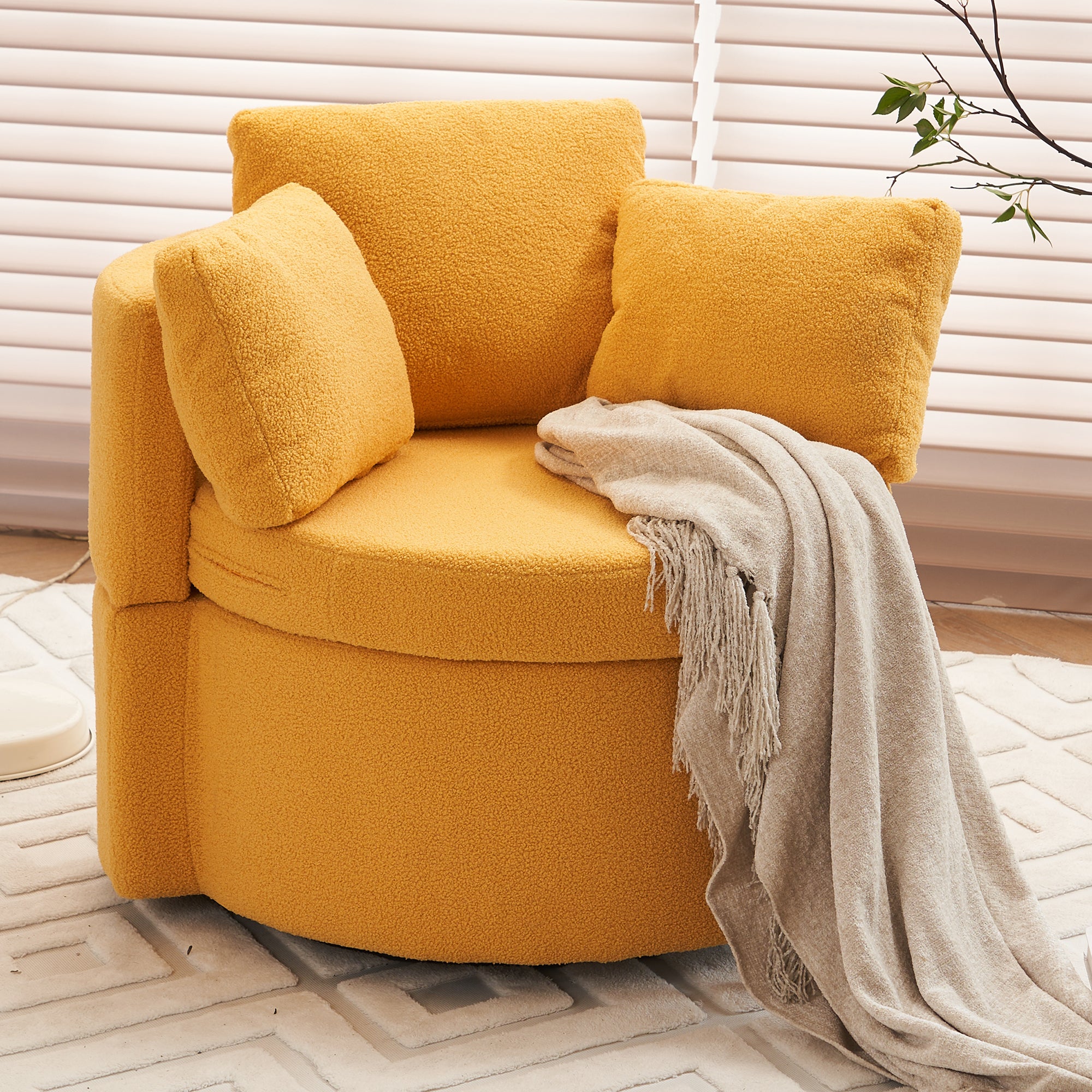 Teddy Fabric Swivel Chair w/ Storage & Cushion