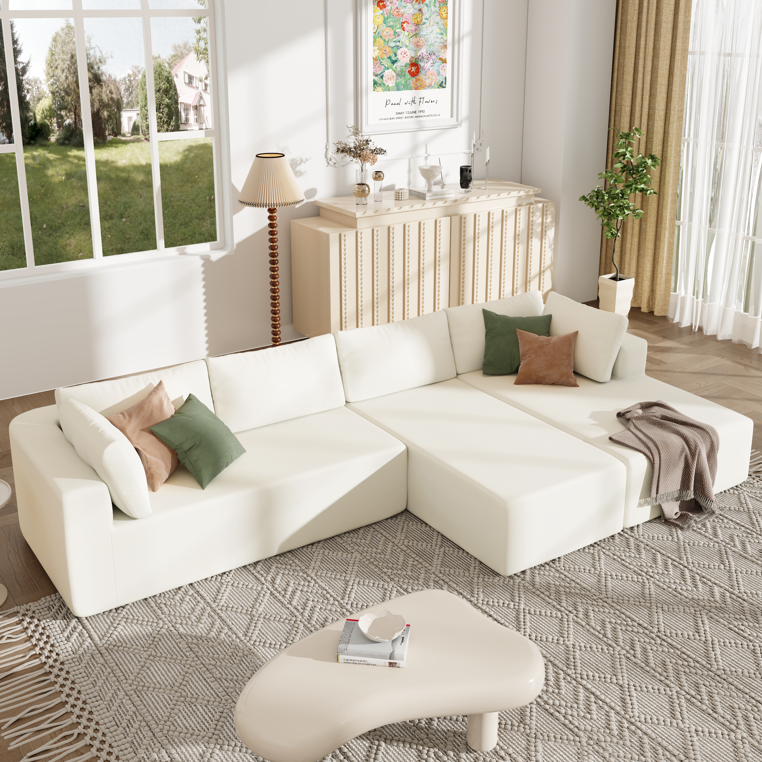 Modern Modular Sectional Sofa, 3-Piece, Large