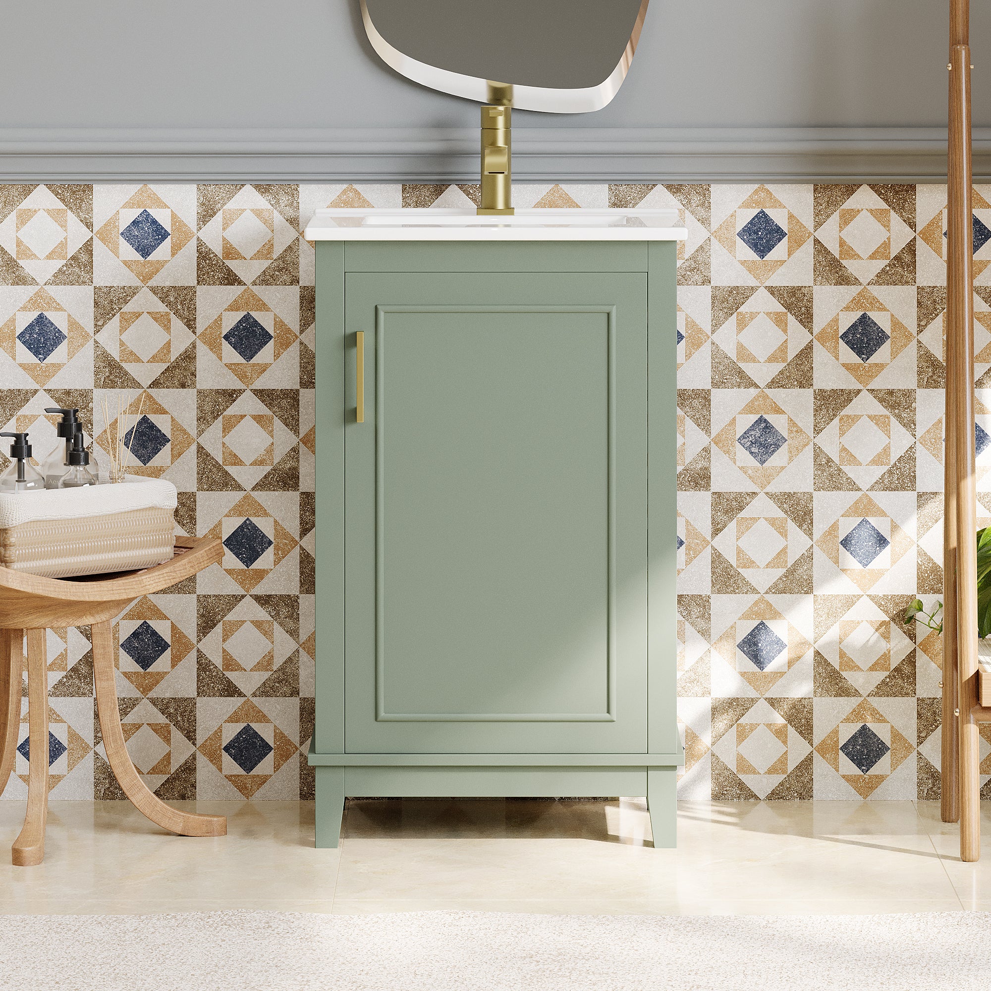 20" Modern Bathroom Vanity: Ample Storage & Ceramic Sink