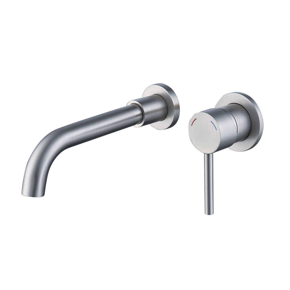 Brushed Nickel Bathroom Faucet: Wall Mount, 2-Hole