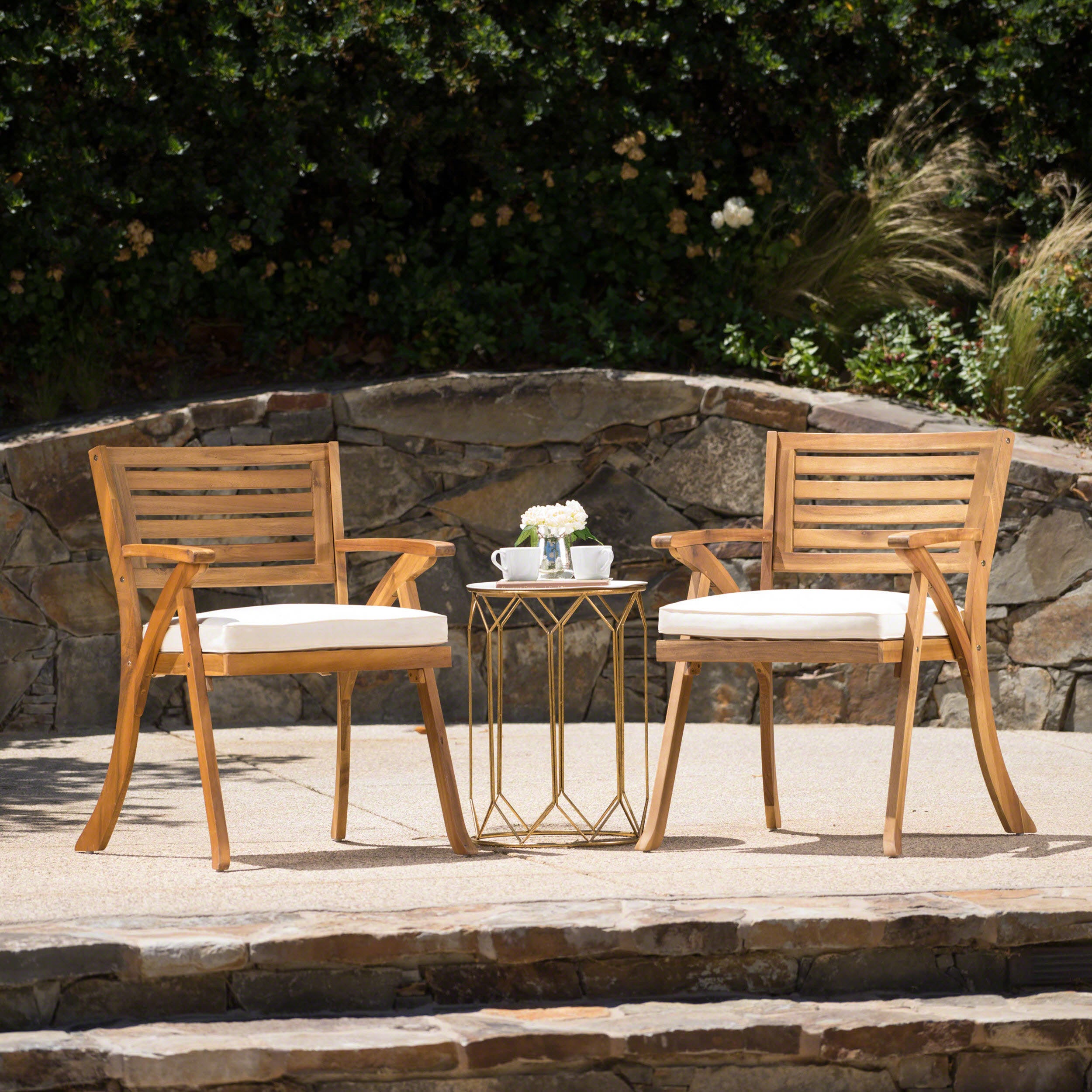 Hermosa KD Wood Dining Chairs w/ Cushions (Set of 2)