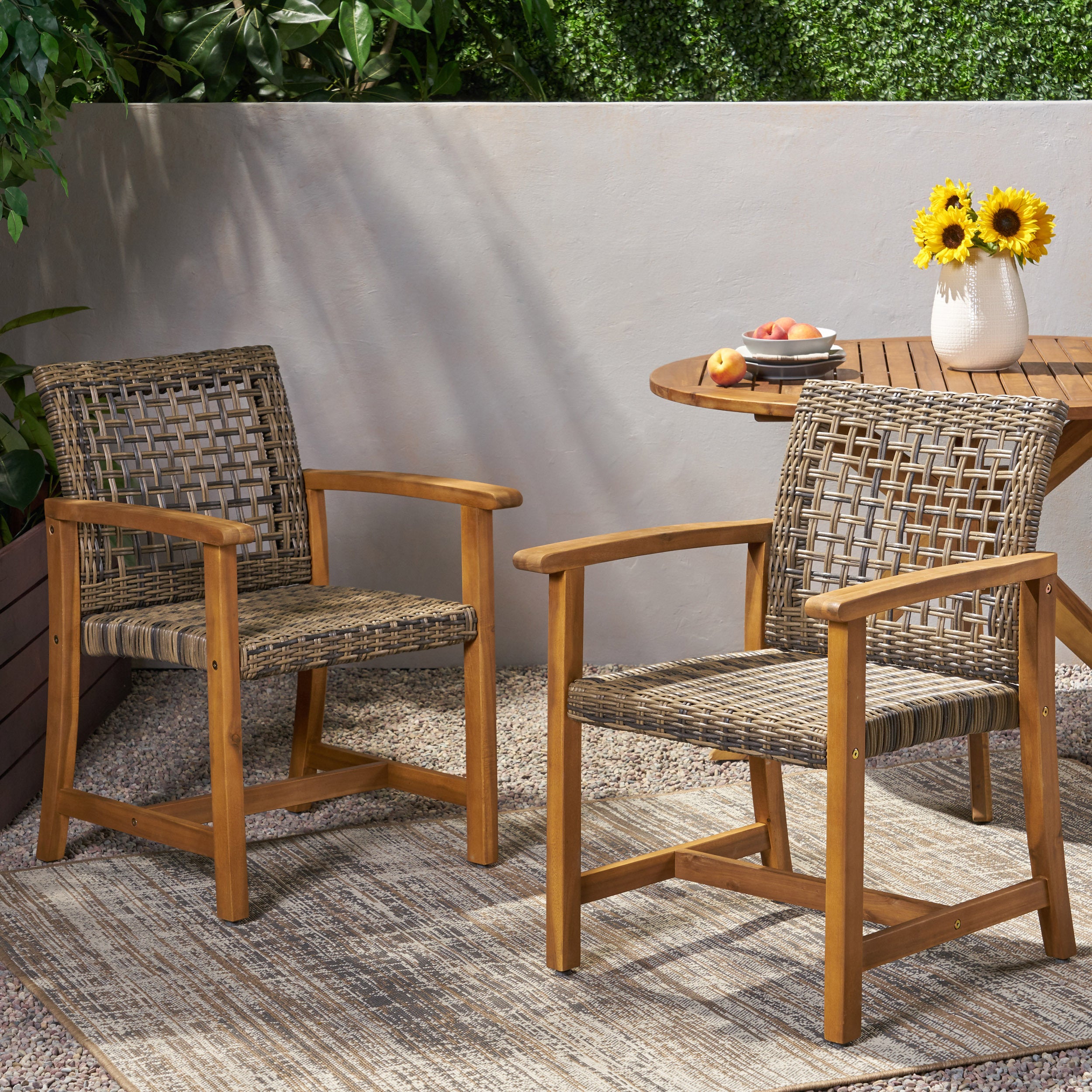 Hampton Wood & Wicker Dining Chairs (Set of 2)