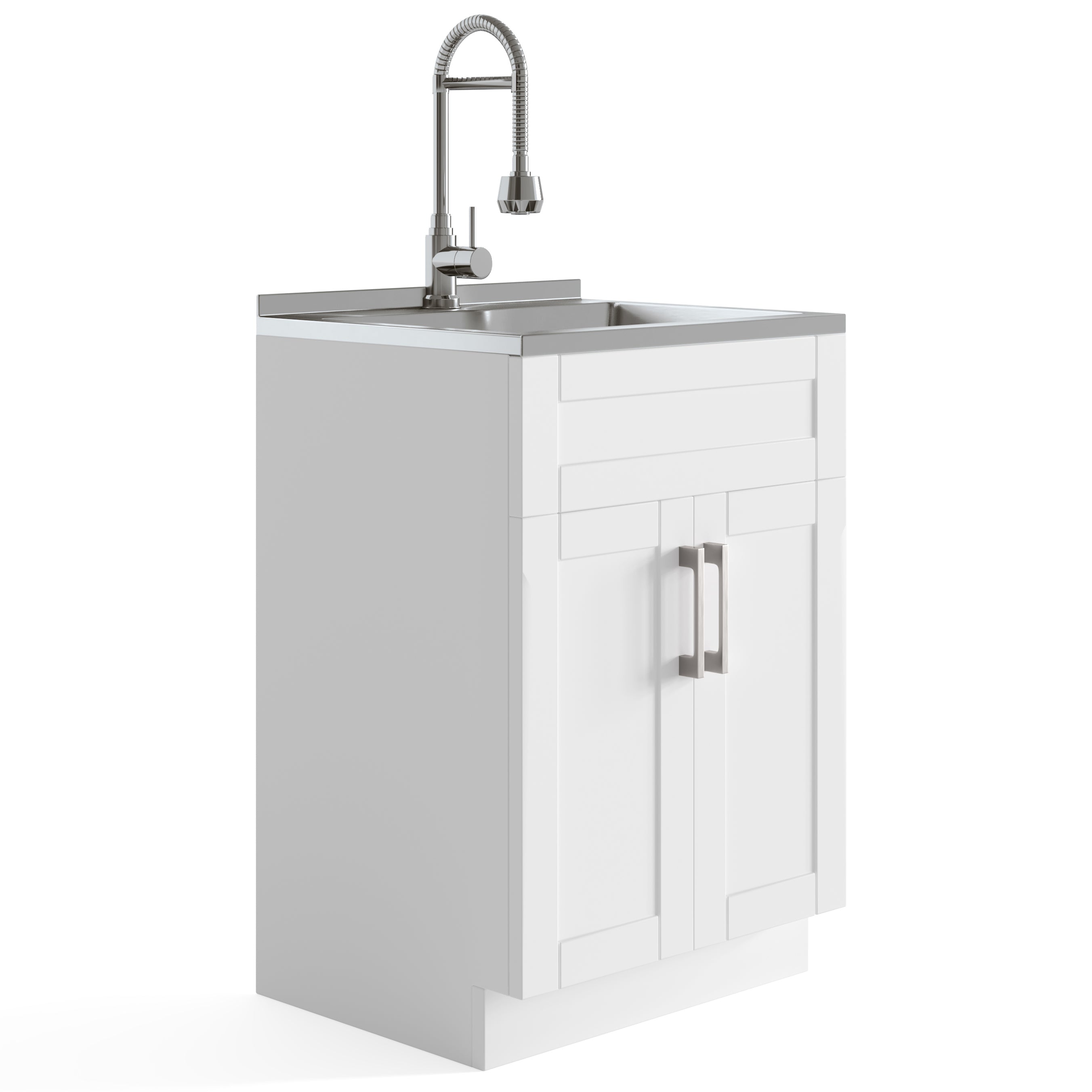 Hennessy 24" Laundry Cabinet: White, Sink & Faucet